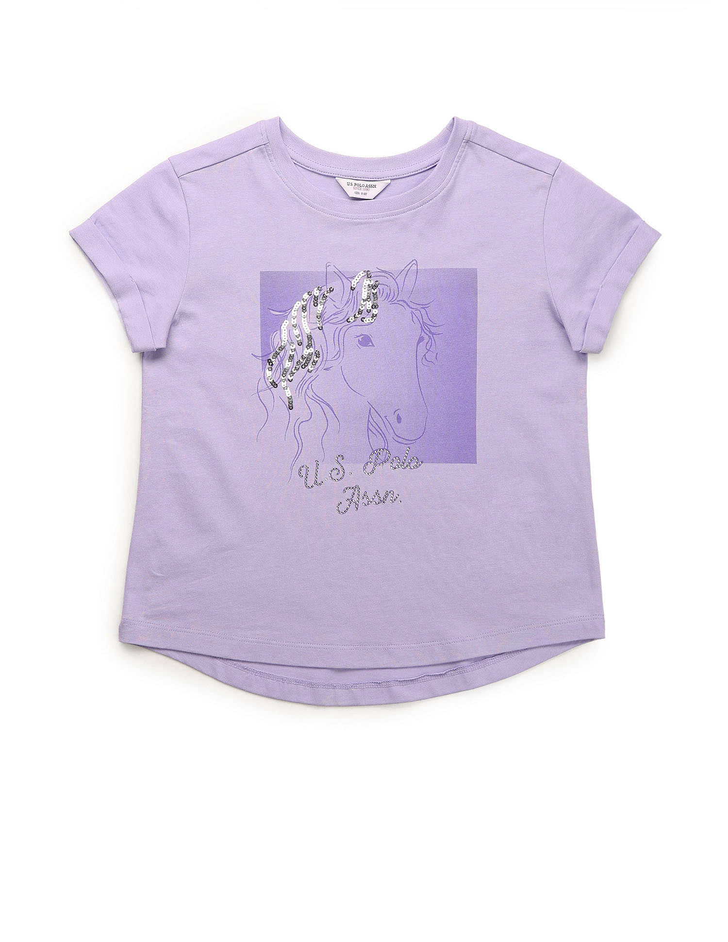 U.S. Polo Assn. Kids Girls Sequins Detailed Relaxed Fit T-Shirt