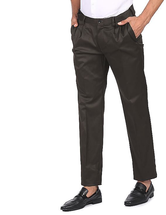 Dress Pants for Men's Tapered Solid Color Slim Fit Pleated Front Trousers |  Bublédon