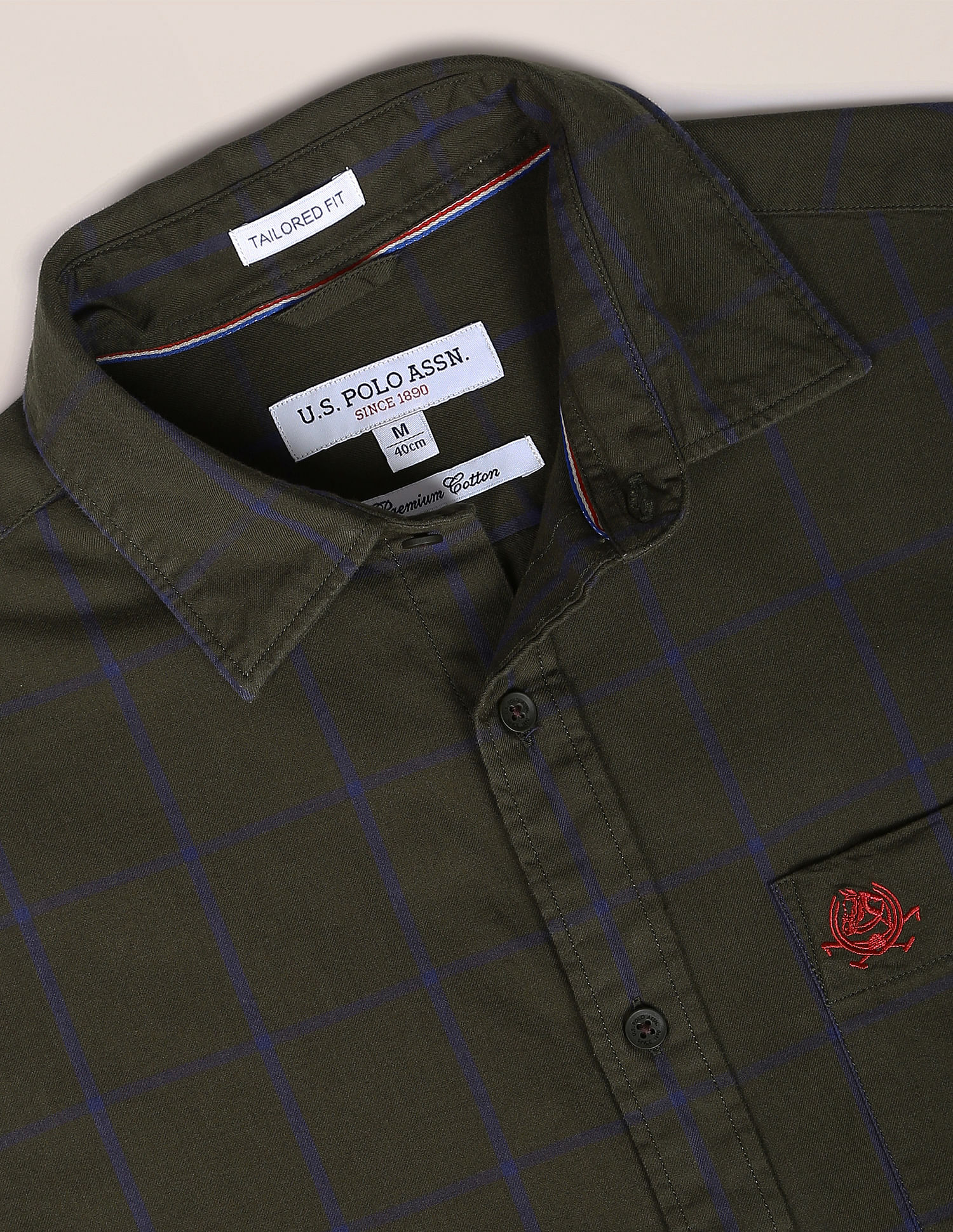 U.S. Polo Assn. Windowpane Check Premium Cotton Casual Shirt