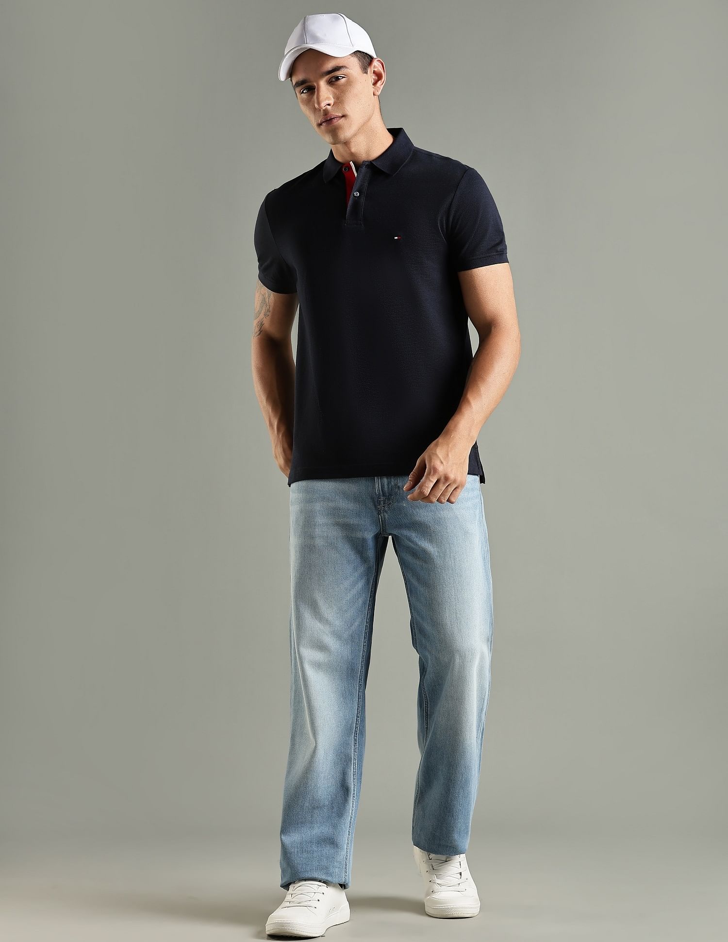 Tommy Hilfiger Solid Regular Fit Cotton Polo T-Shirt
