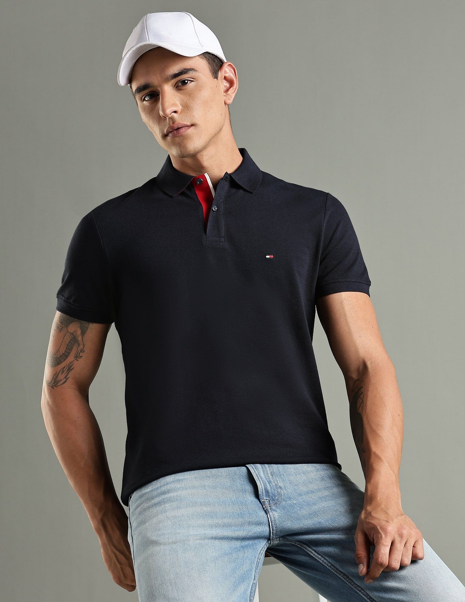 Tommy Hilfiger Solid Regular Fit Cotton Polo T-Shirt
