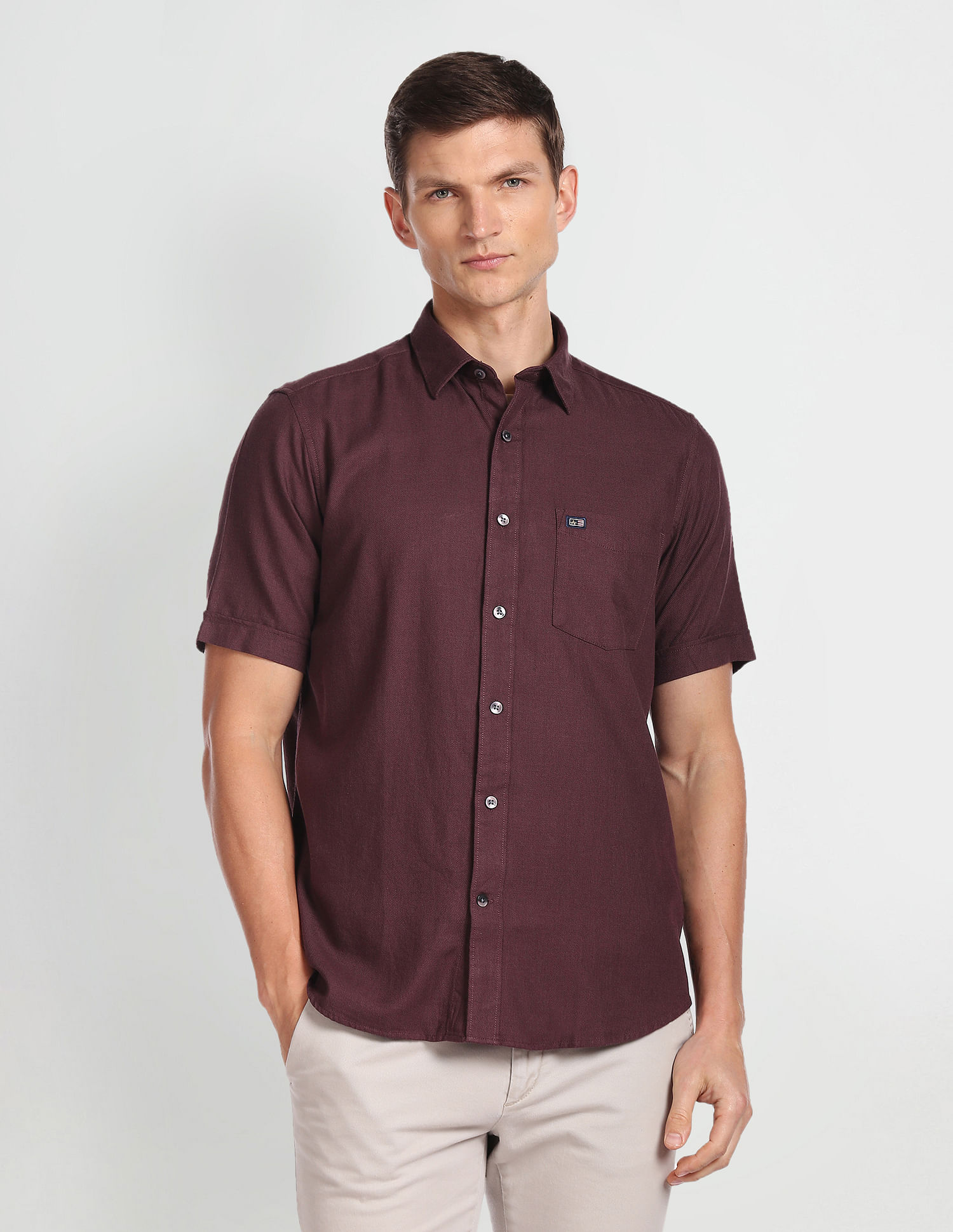 Arrow Sports Point Collar Solid Shirt