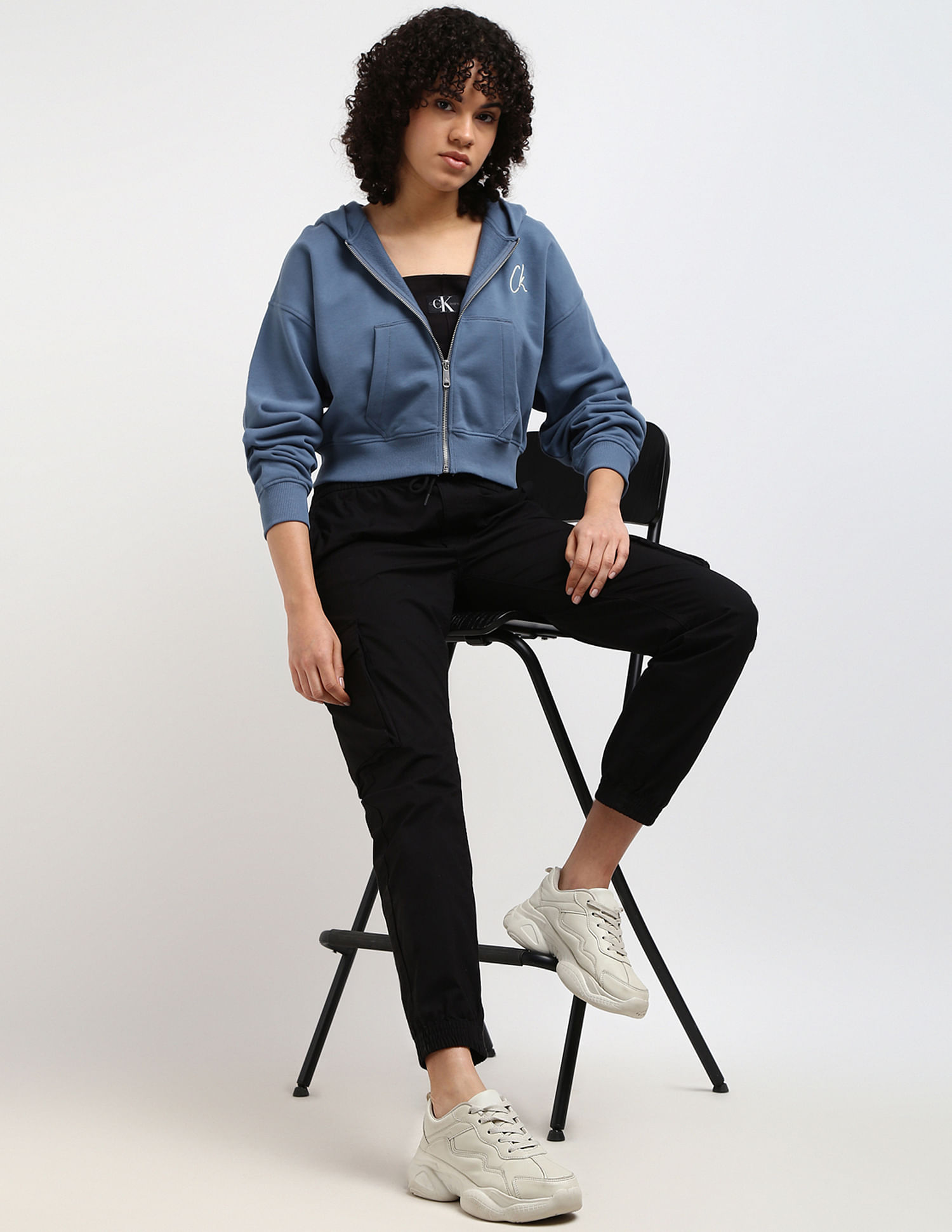 Calvin Klein Jeans Cropped Zip Through Sweatshirt