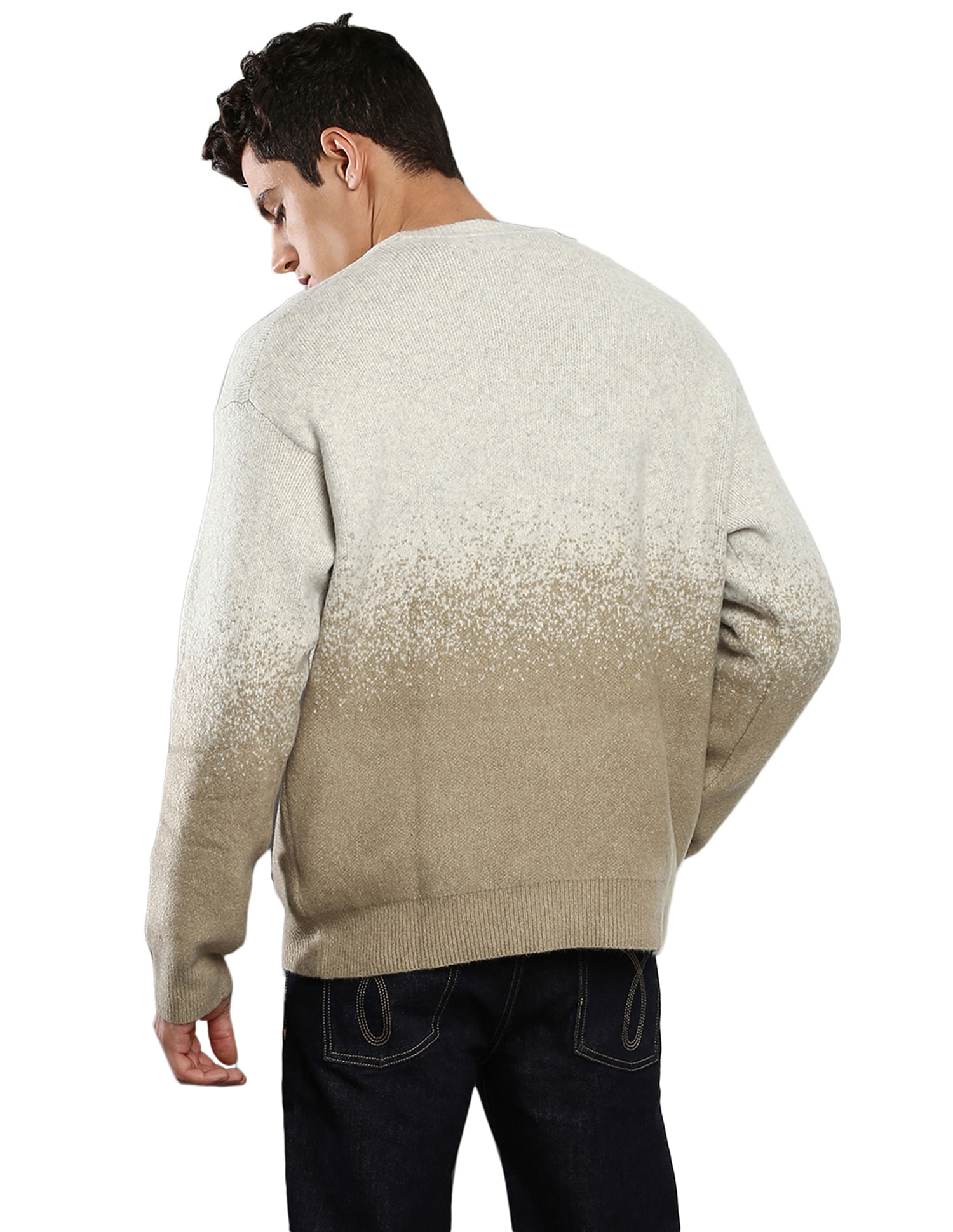 Virgin-wool sweater with two-tone monogram jacquard