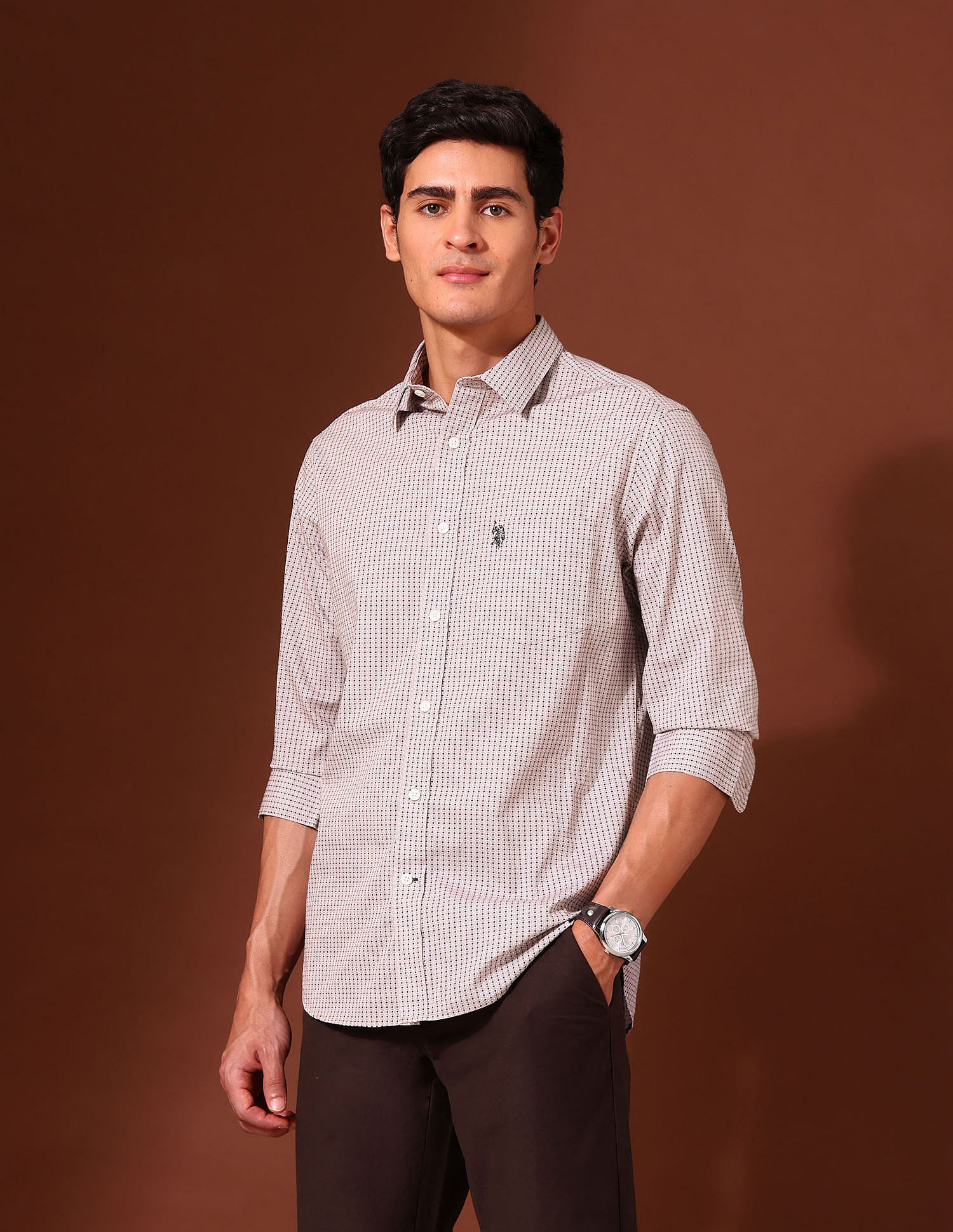 U.S. Polo Assn. Geometric Printed Tailored Fit Shirt