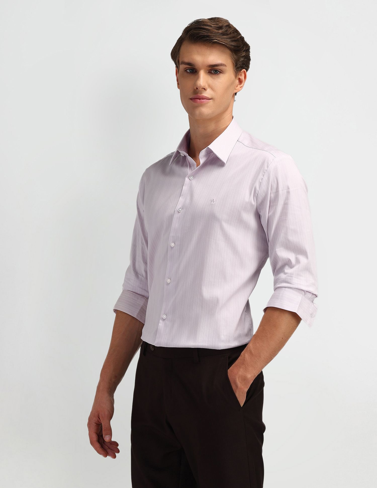 Arrow Newyork Pinstriped Slim Fit Shirt