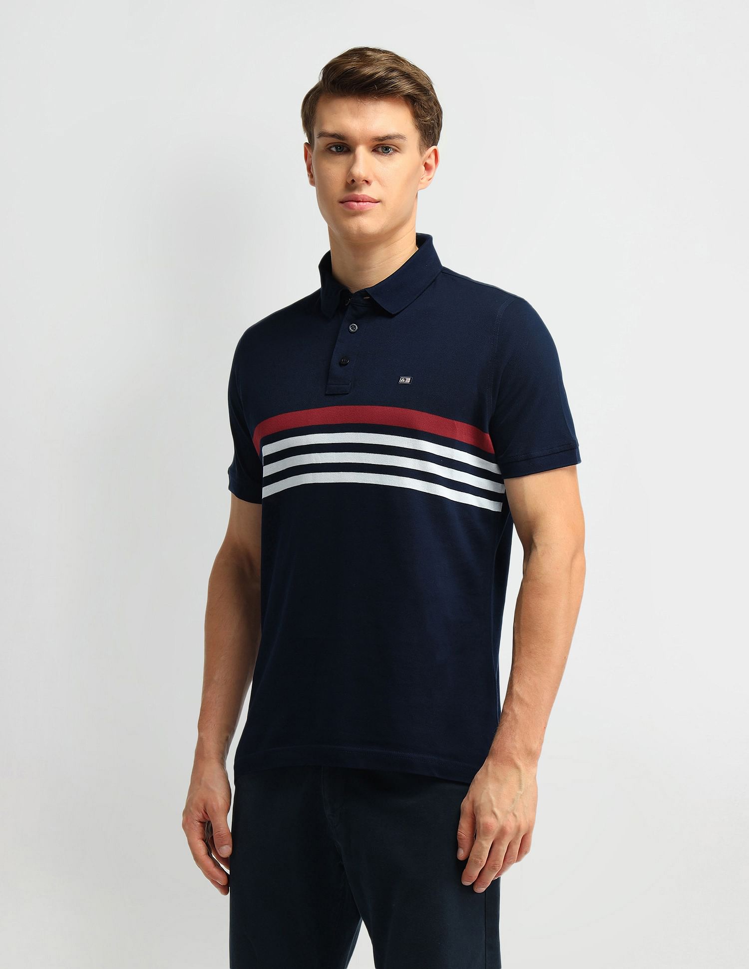 Arrow Sport Horizontal Striped Polo Collar Polo Shirt