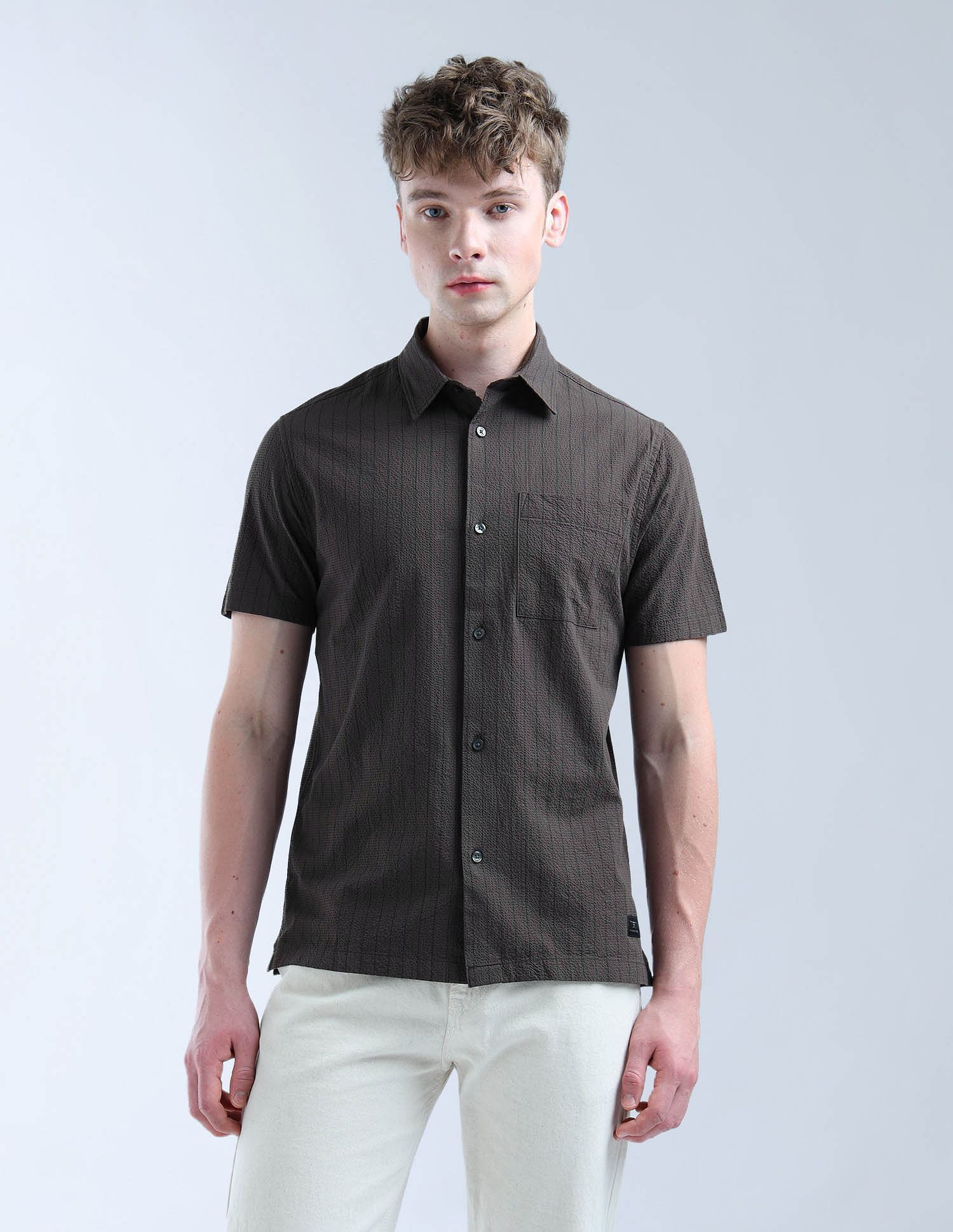 Flying Machine Vertical Striped Digitopia Shirt