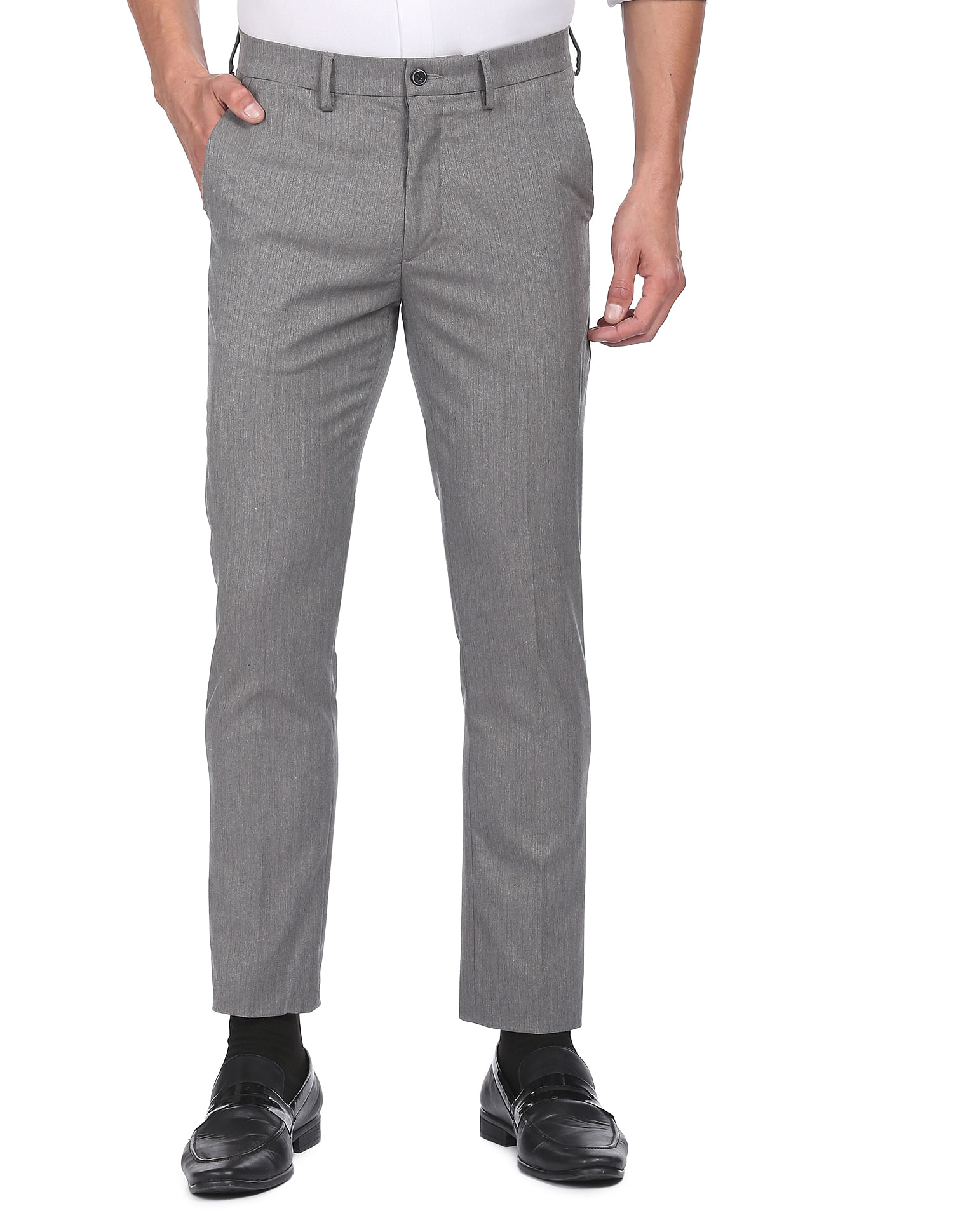 Buy Men Black Solid Ultra Slim Fit Trousers Online - 758356 | Van Heusen