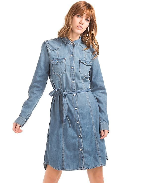 Denim shirt dress - Denim blue - Ladies | H&M