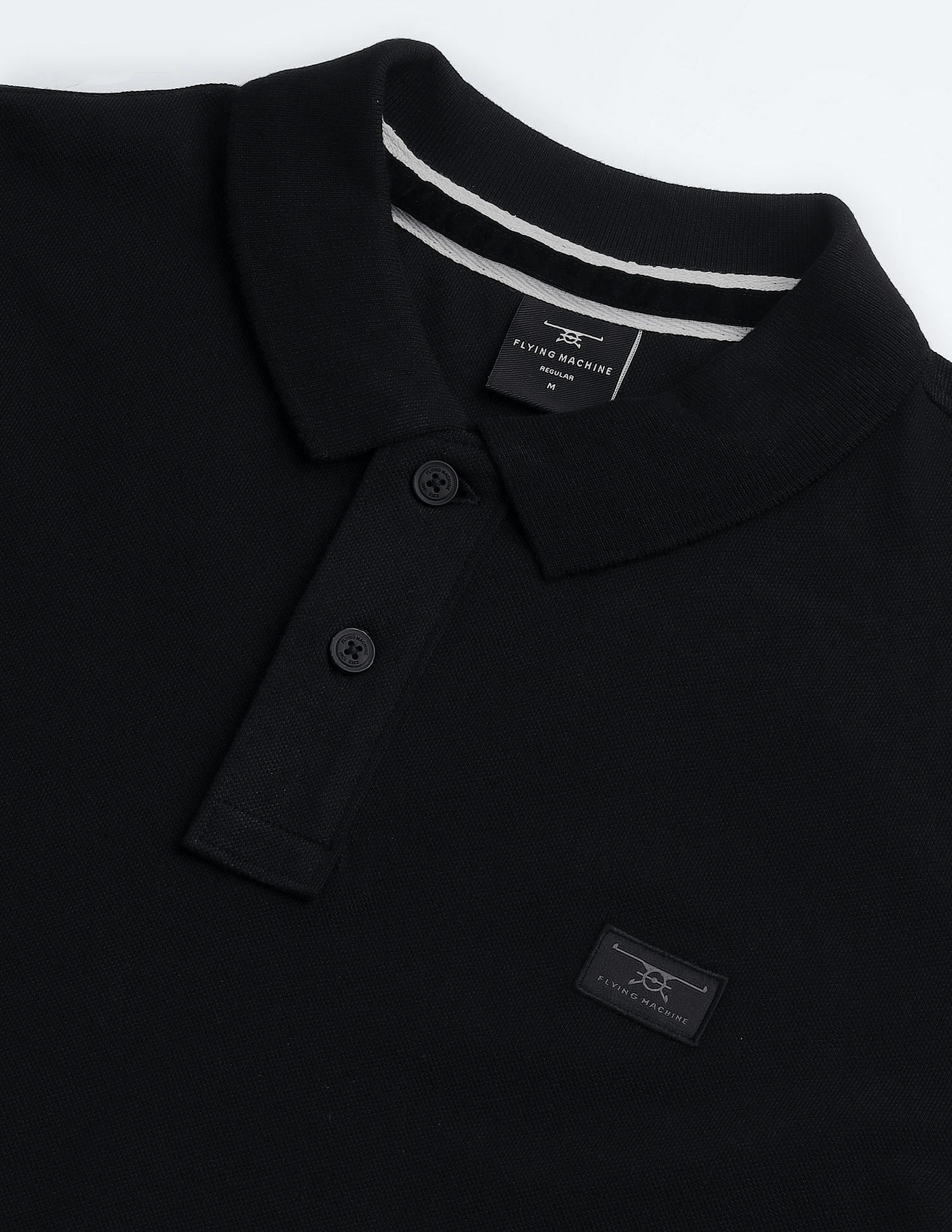 Flying Machine Solid Cotton Polo Shirt