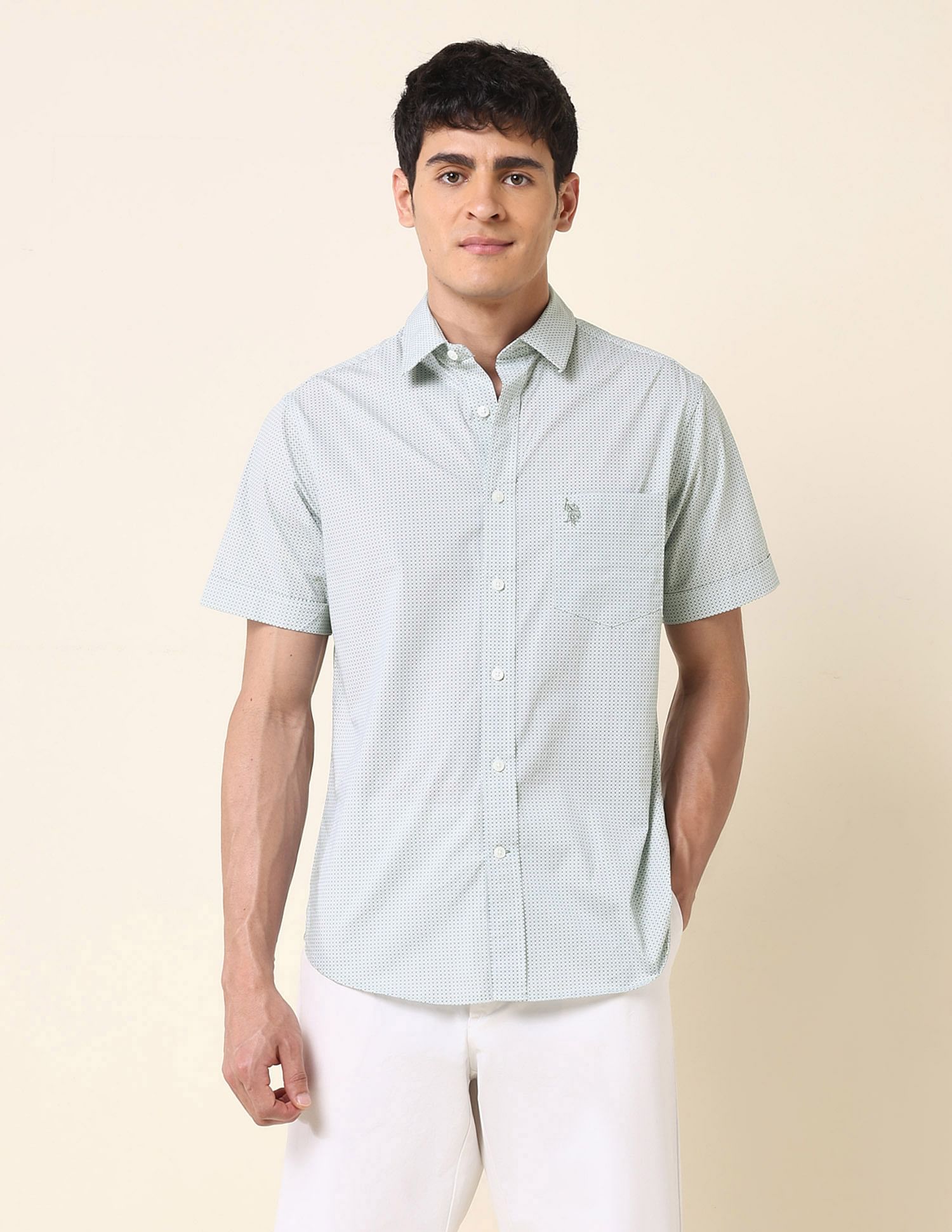 U.S. Polo Assn. Tailored Fit Geometric Printed Shirt