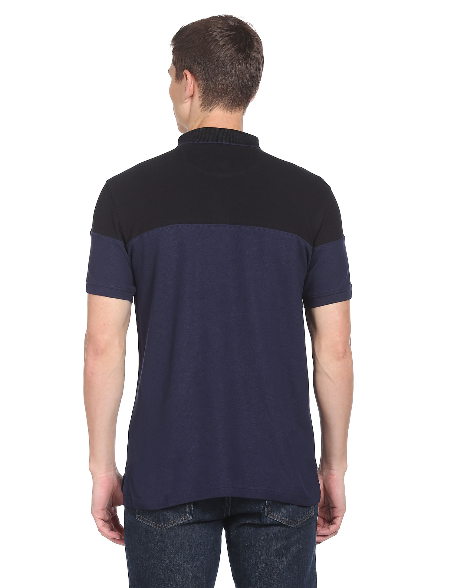 Arrow Sports Zip Placket Colour Block Pique Polo Shirt