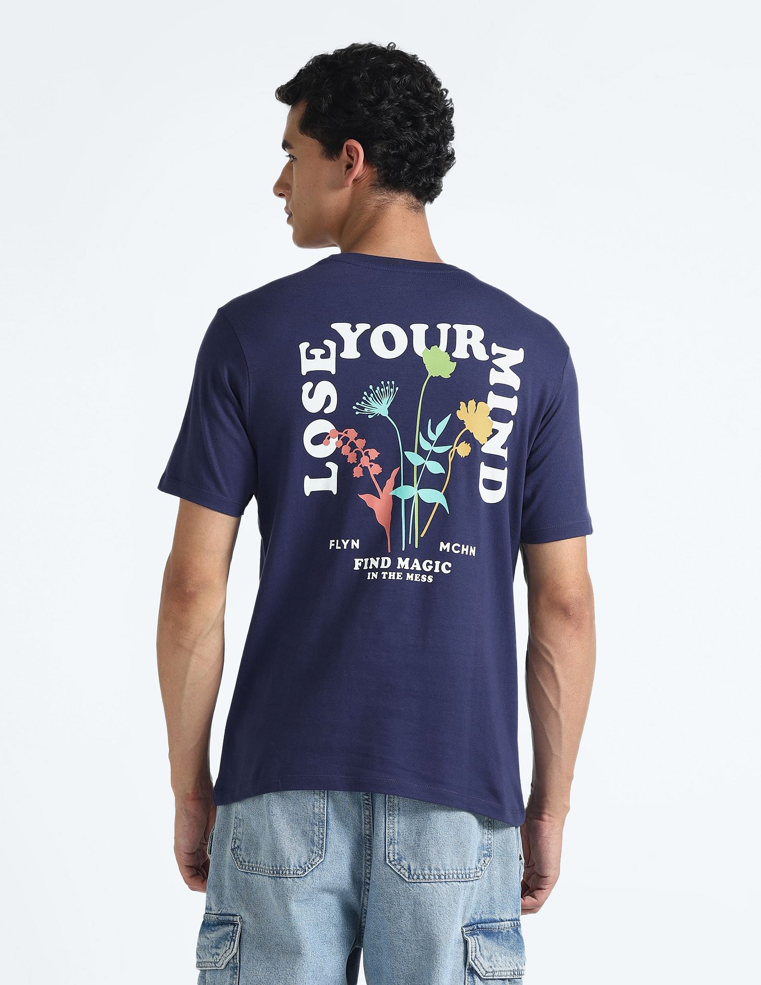 Flying Machine Rear Graphic Cotton T-Shirt