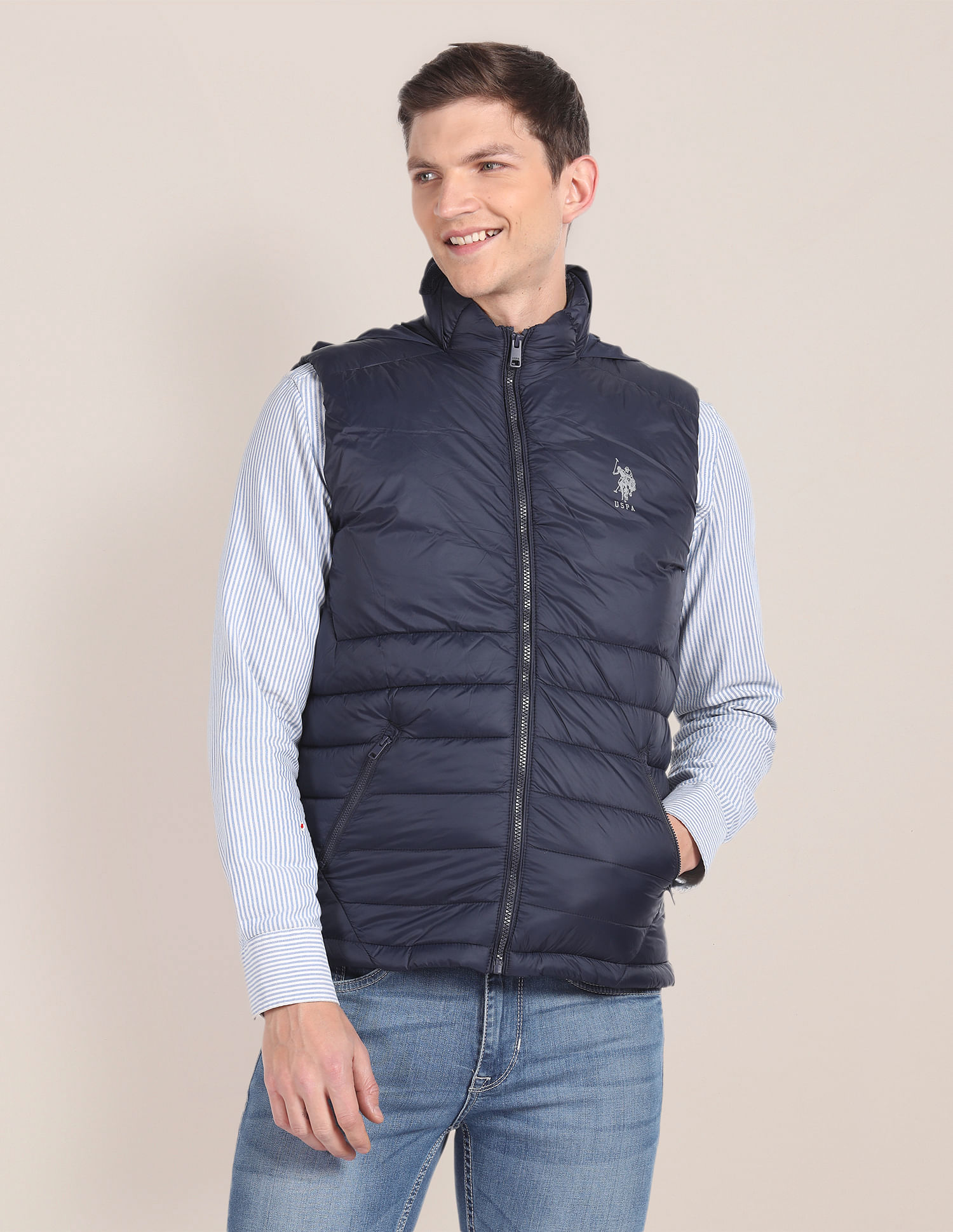 U.S. Polo Assn. Concealed Hood Sleeveless Jacket