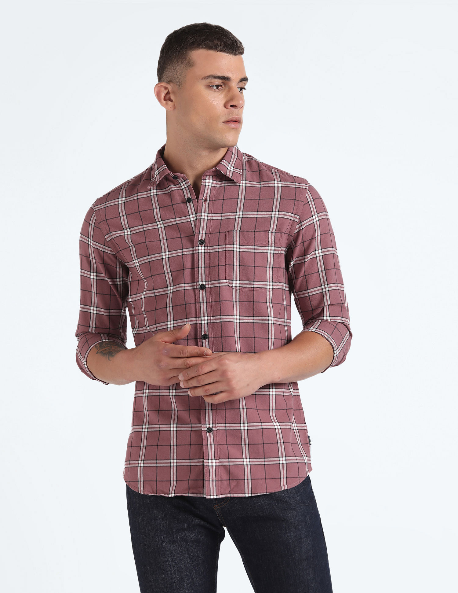 Flying Machine Tartan Check Dobby Shirt