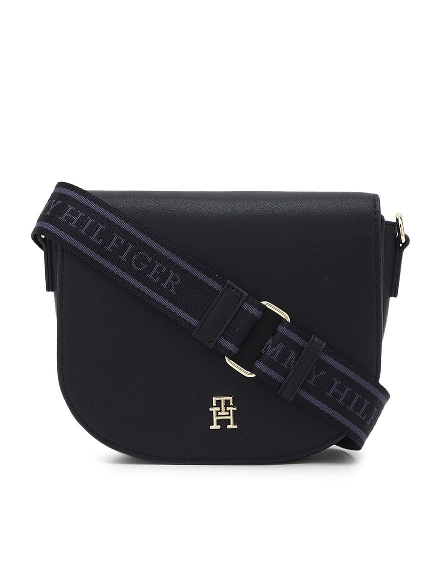 Tommy Hilfiger Solid Black PU Sling Bag