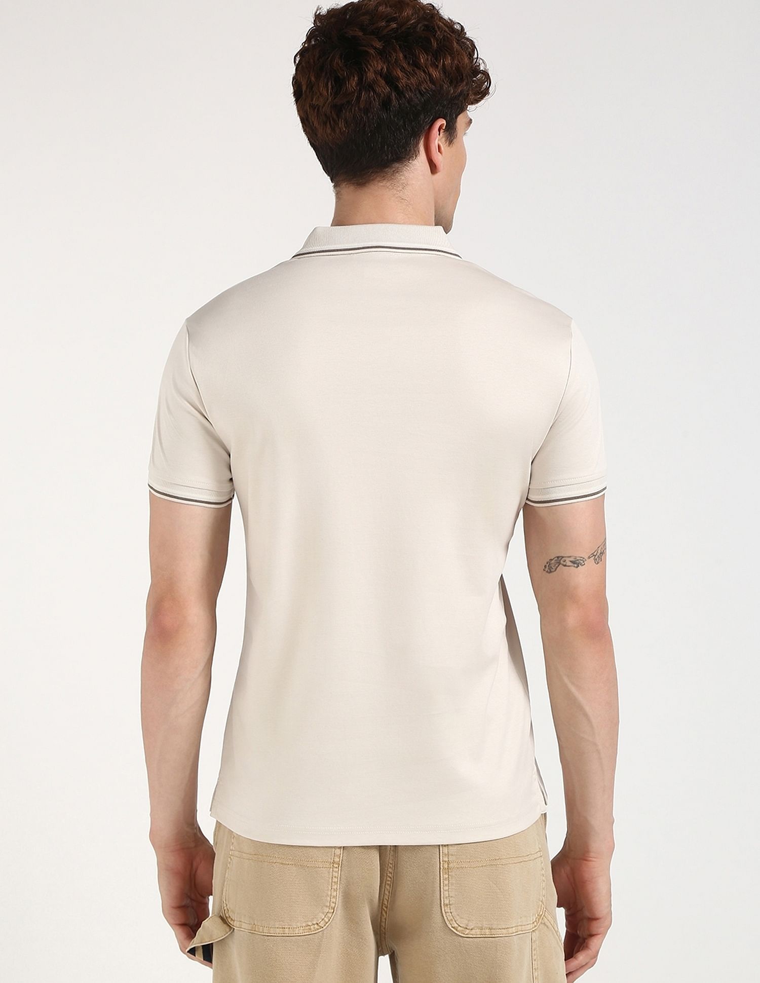 Calvin Klein Jeans Solid Regular-Fit Cotton Polo T-Shirt