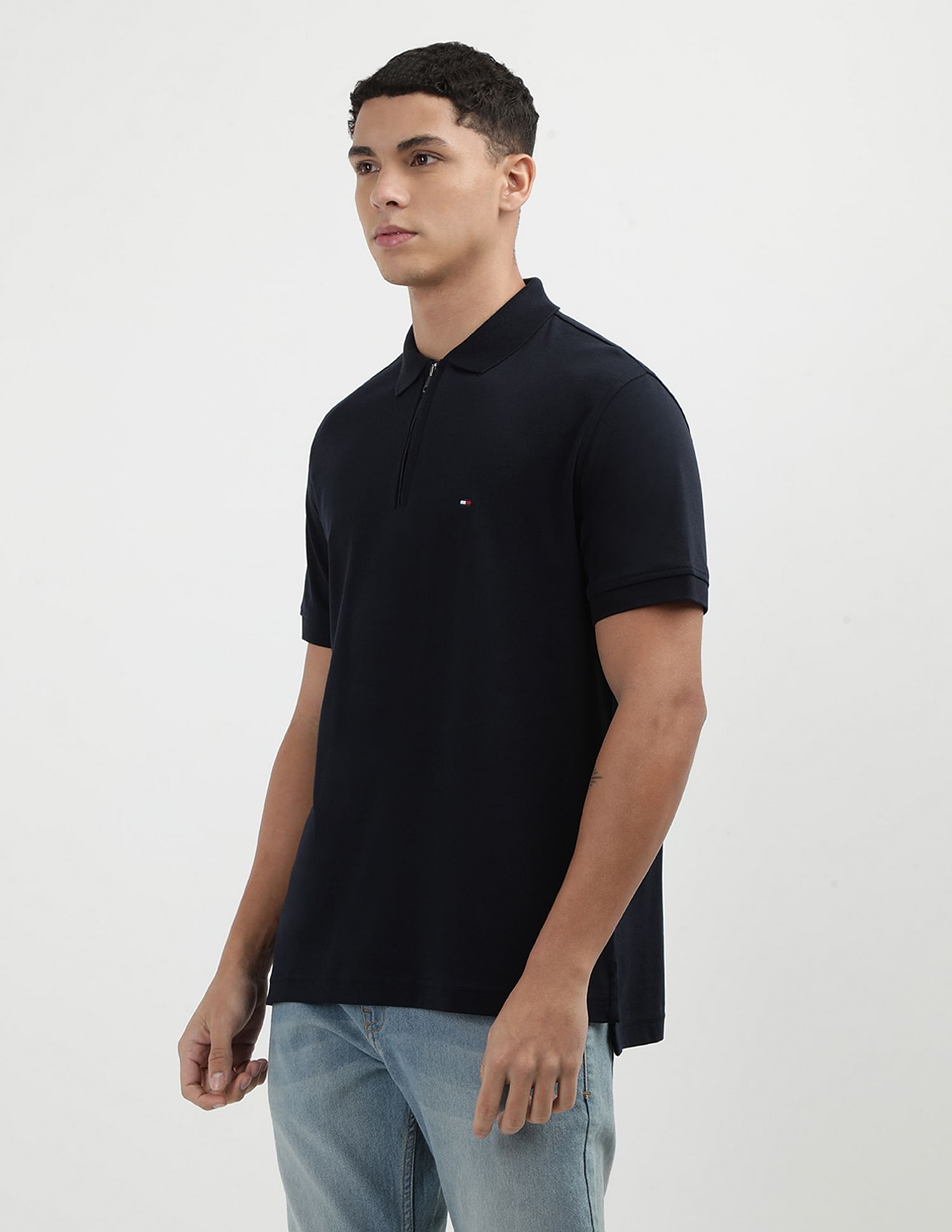 Tommy Hilfiger Pure Cotton Zipper Polo Shirt