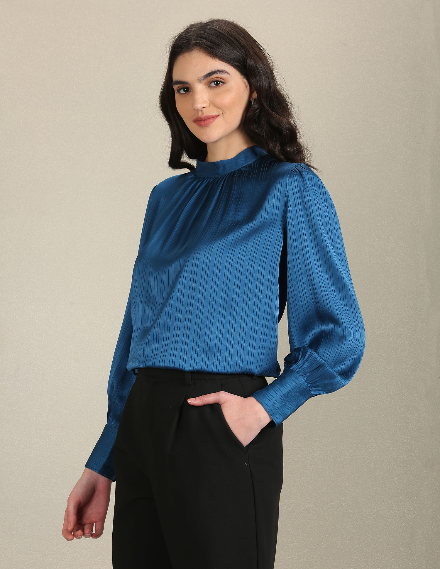 U.S. Polo Assn. Women Long Sleeve Vertical Stripe Top