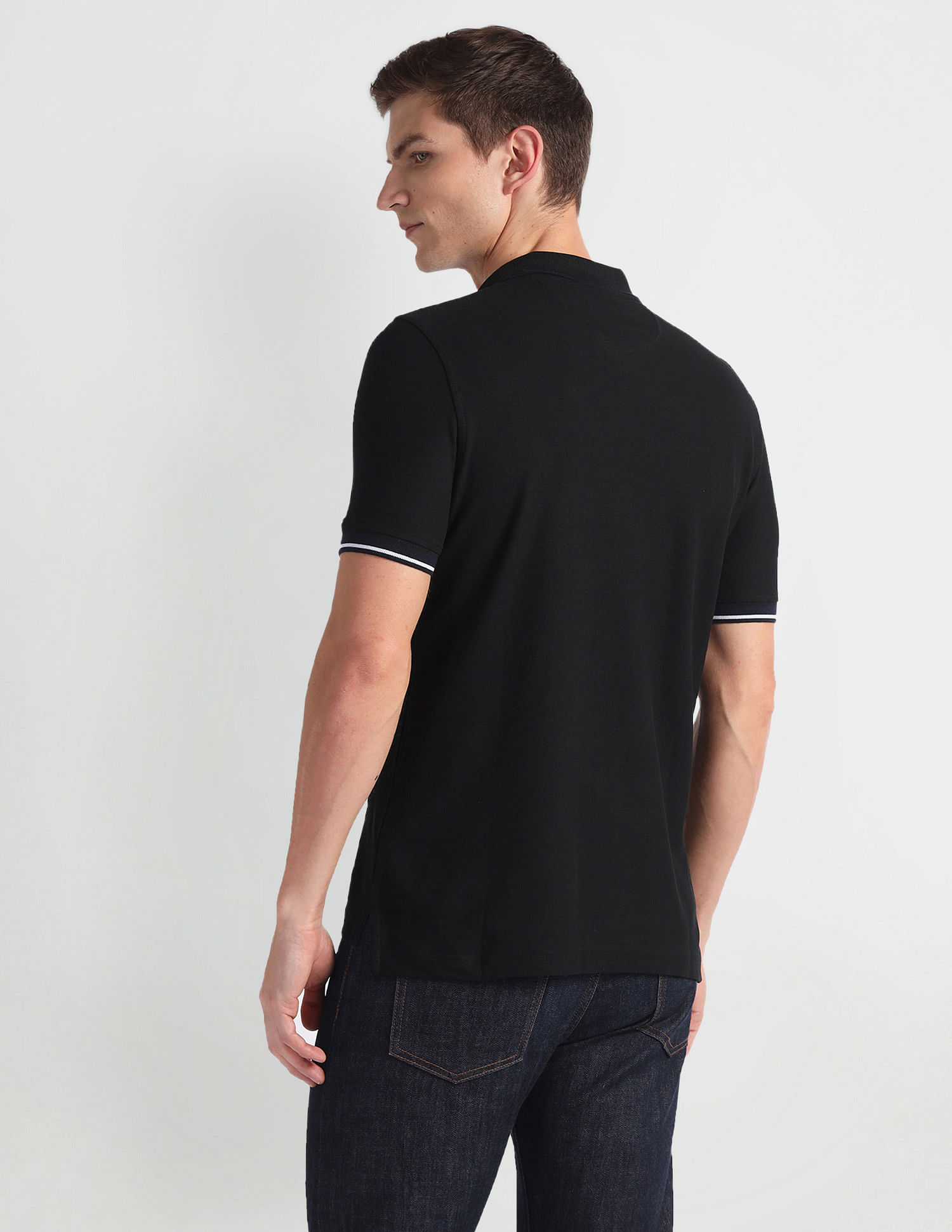 Arrow Sports Tipped Collar Solid Polo Shirt