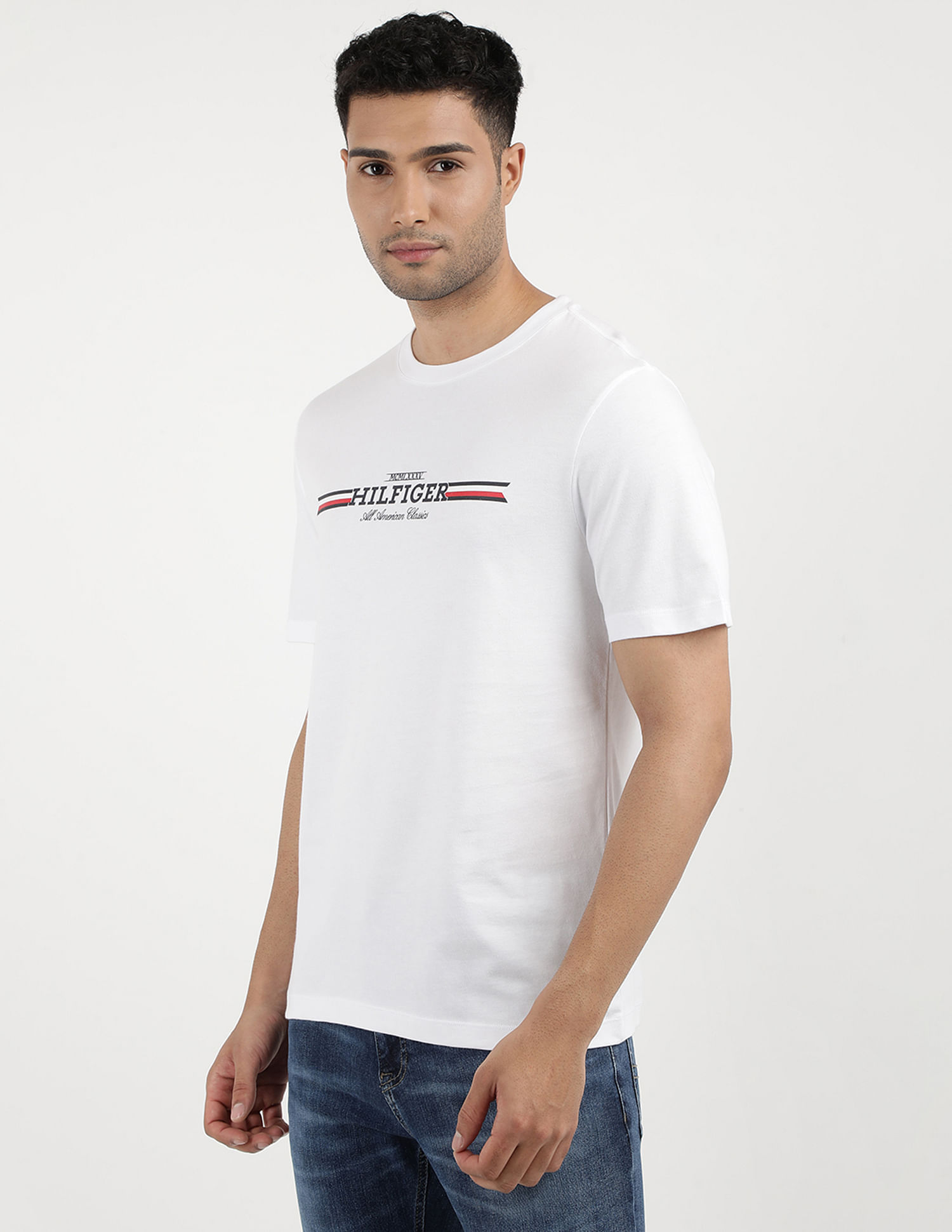 Tommy Hilfiger Brand Print Cotton T-Shirt