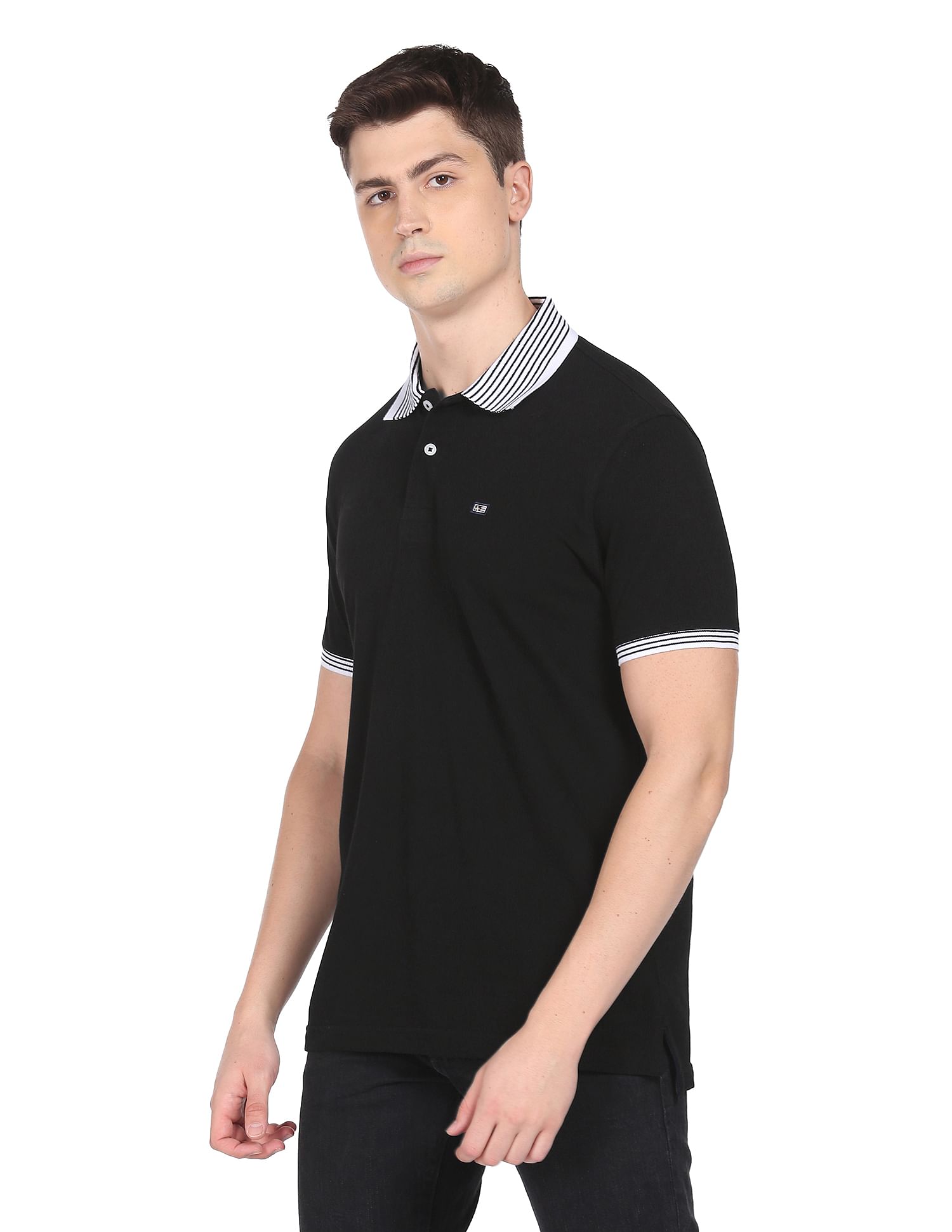 Arrow Sports Contrast Collar Pique Polo Shirt