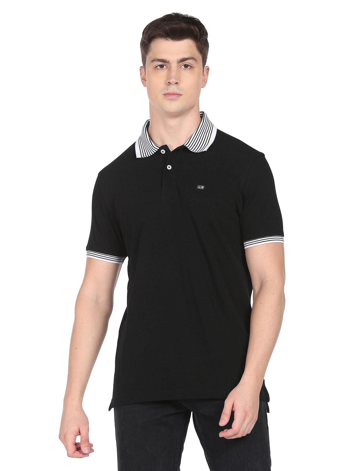 Arrow Sports Contrast Collar Pique Polo Shirt
