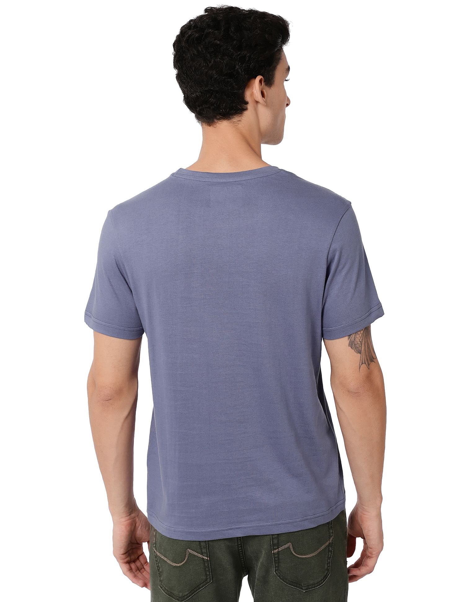 AD by Arvind Crew Neck Graphic Print Cotton T-Shirt