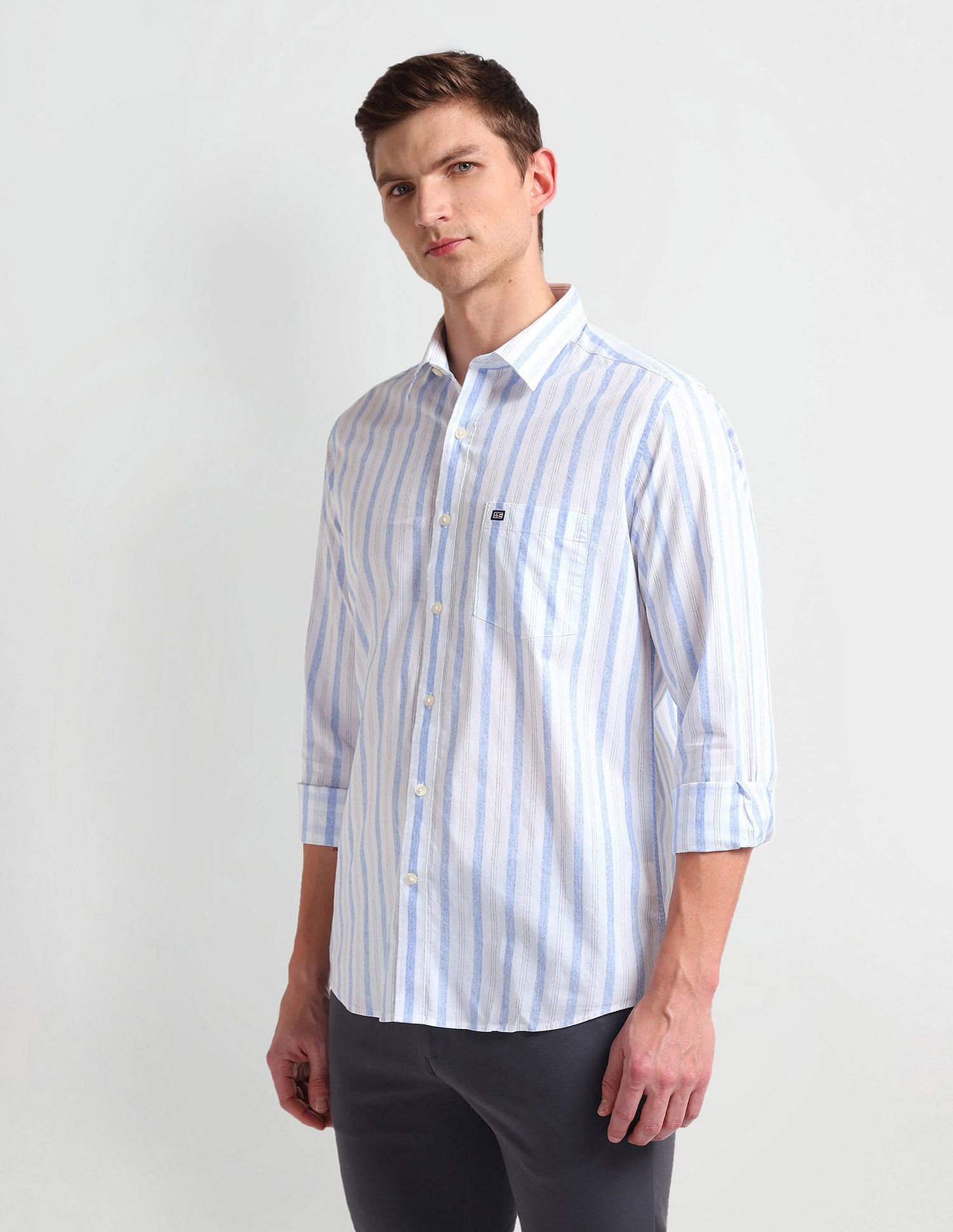 Arrow Sports Vertical Stripe Slim Fit Shirt