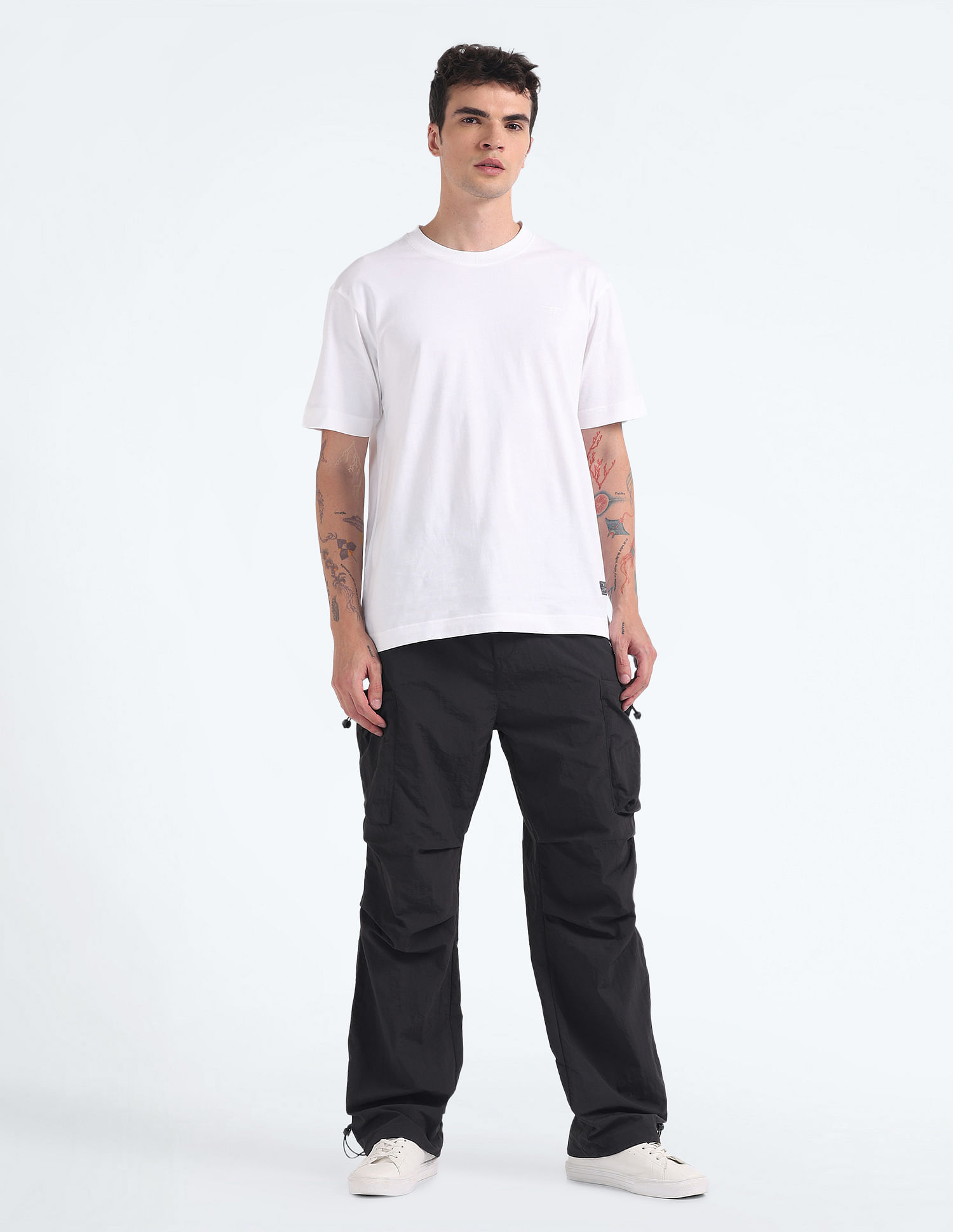 Flying Machine Mid Rise Loose Fit Cargo Pants