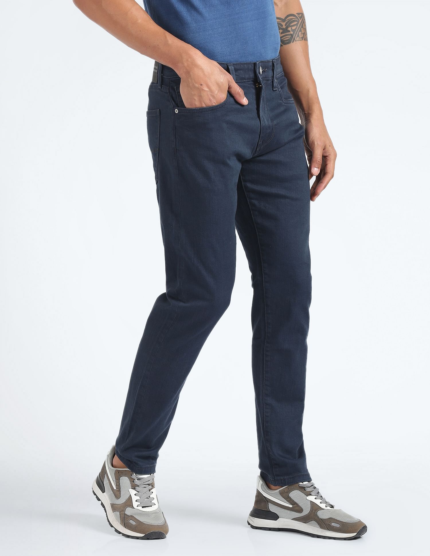 Flying Machine Slash Slim Tapered Fit Rinsed Jeans