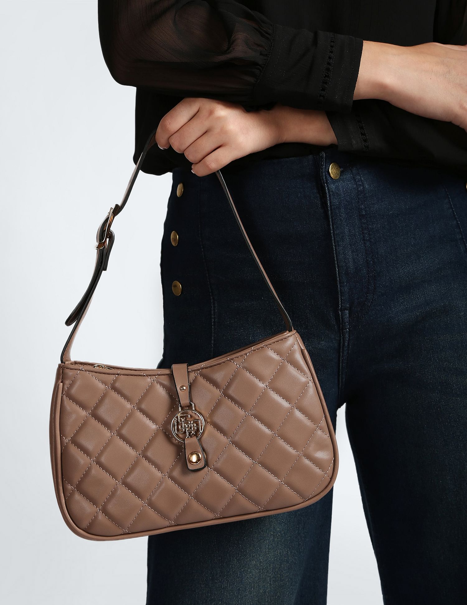 U.S. Polo Assn. Women Quilted Monogram Baguette Bag