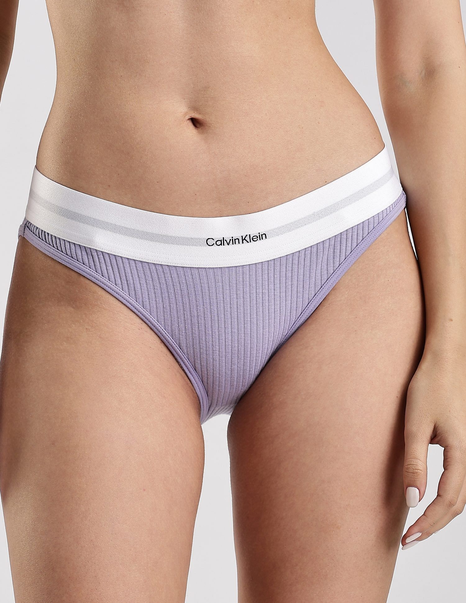 Calvin Klein Underwear Solid Purple Low Rise Bikini-Briefs