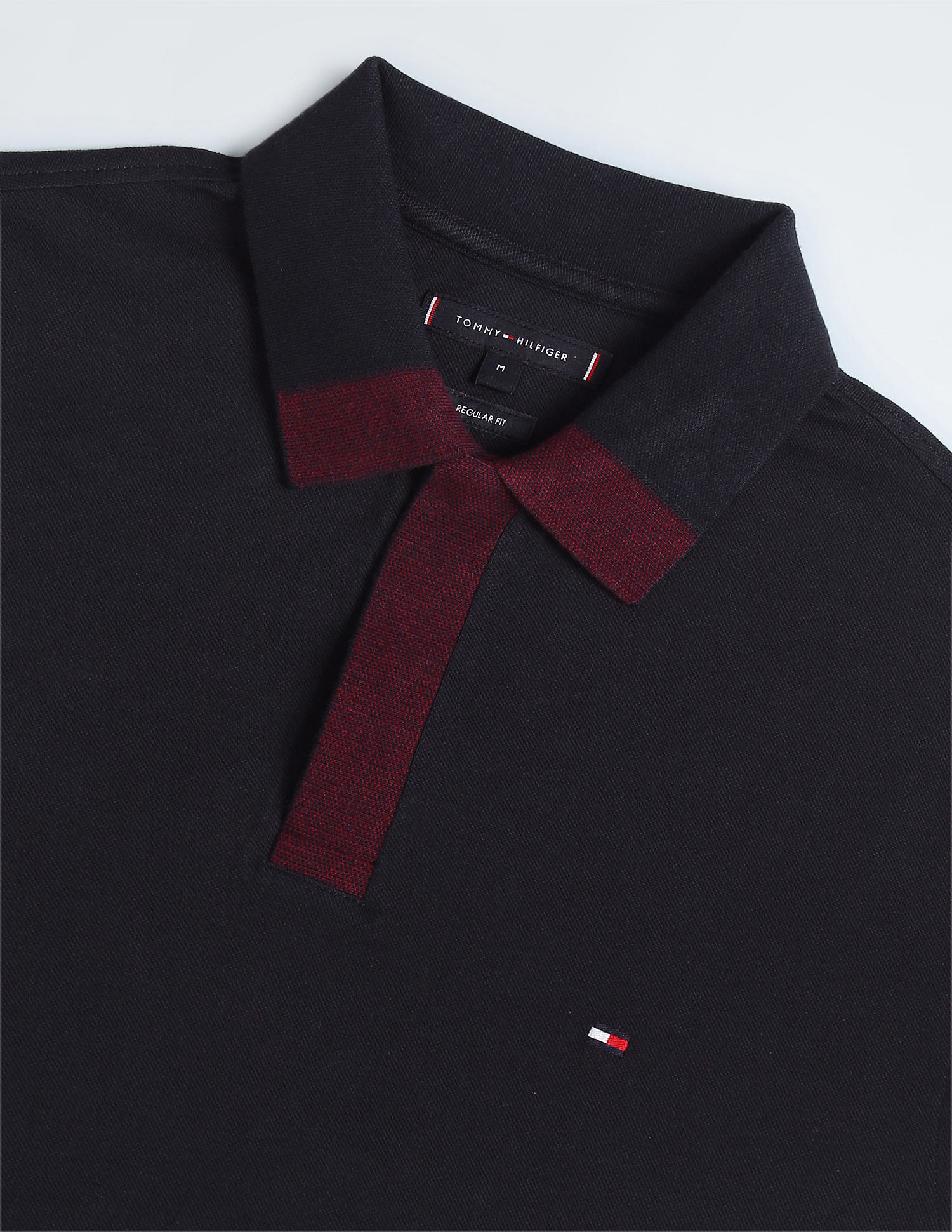 Buy Tommy Hilfiger Mouline Placement Cotton Polo Shirt Organic
