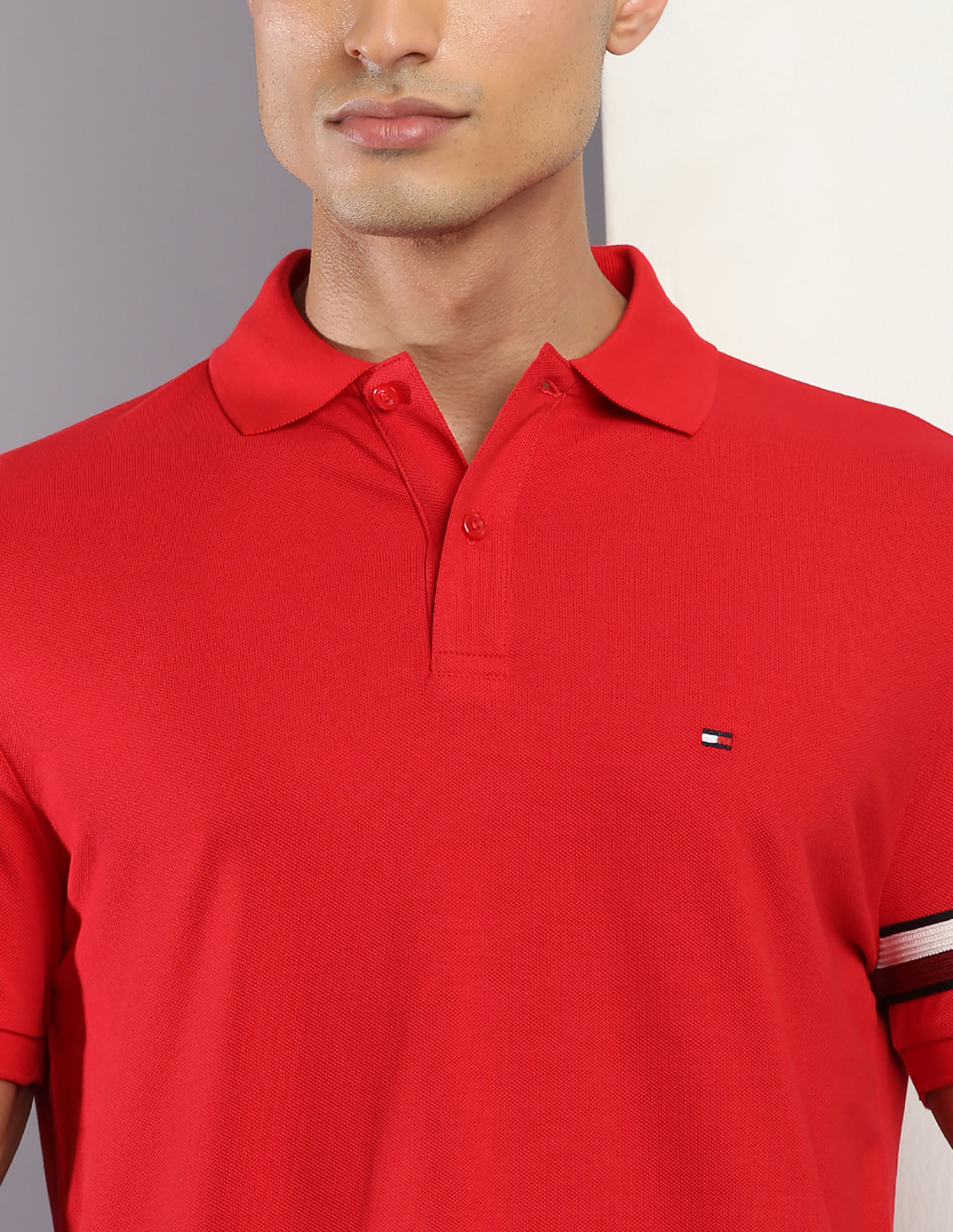 Tommy Hilfiger Global Stripe Sleeve Organic Cotton Polo Shirt