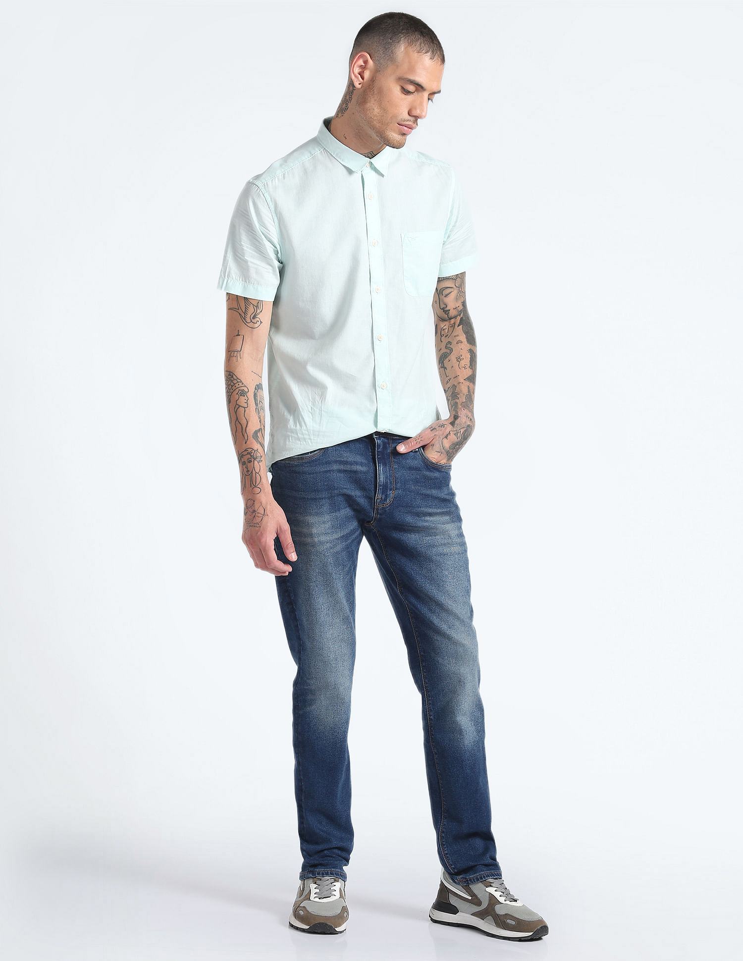 Flying Machine Slim Straight Stone Wash Jeans
