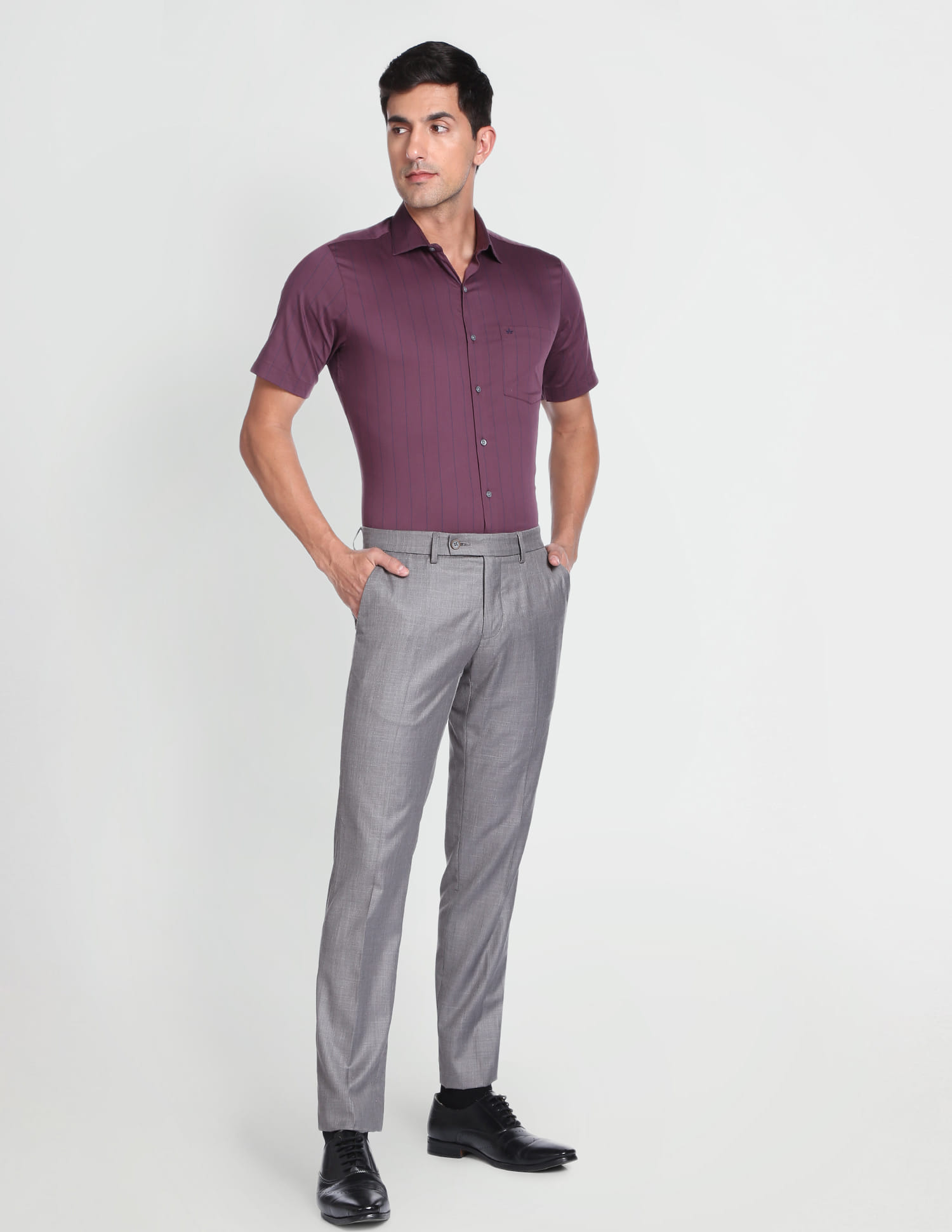 urmページ Buy Arrow Vertical Stripe Short Sleeve Formal Shirt - NNNOW.com