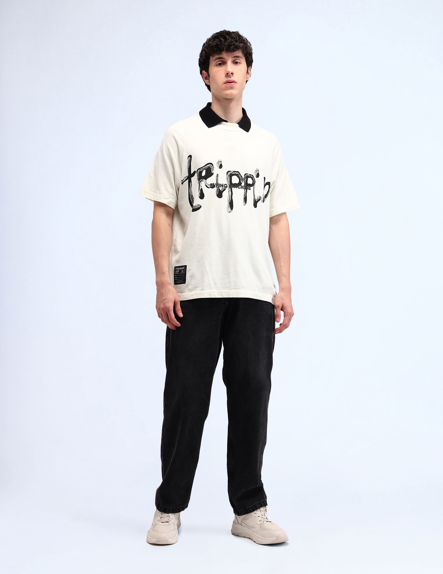 Flying Machine Oversized Typographic Print T-Shirt
