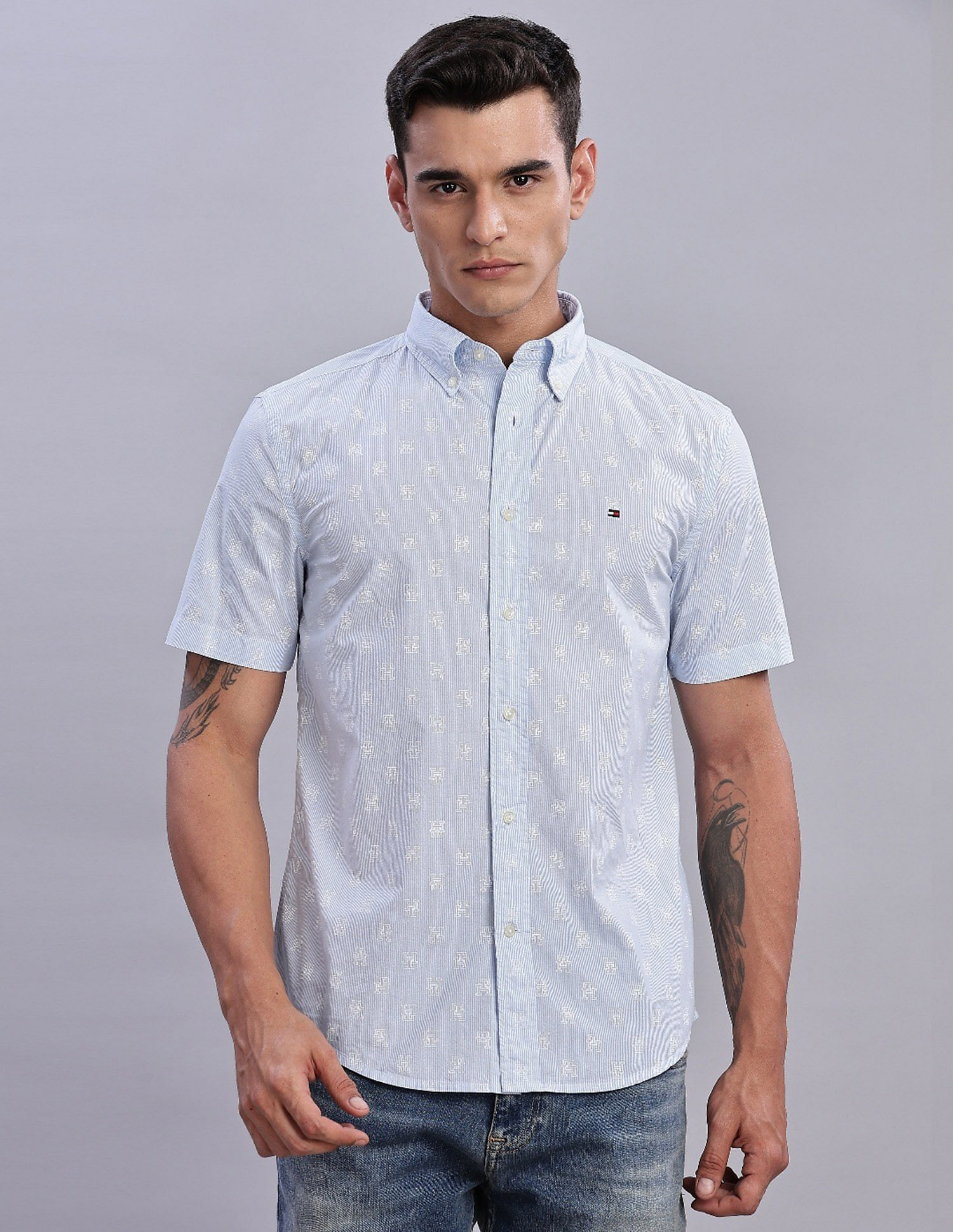 Tommy Hilfiger Printed Regular Fit Plain Woven Shirt