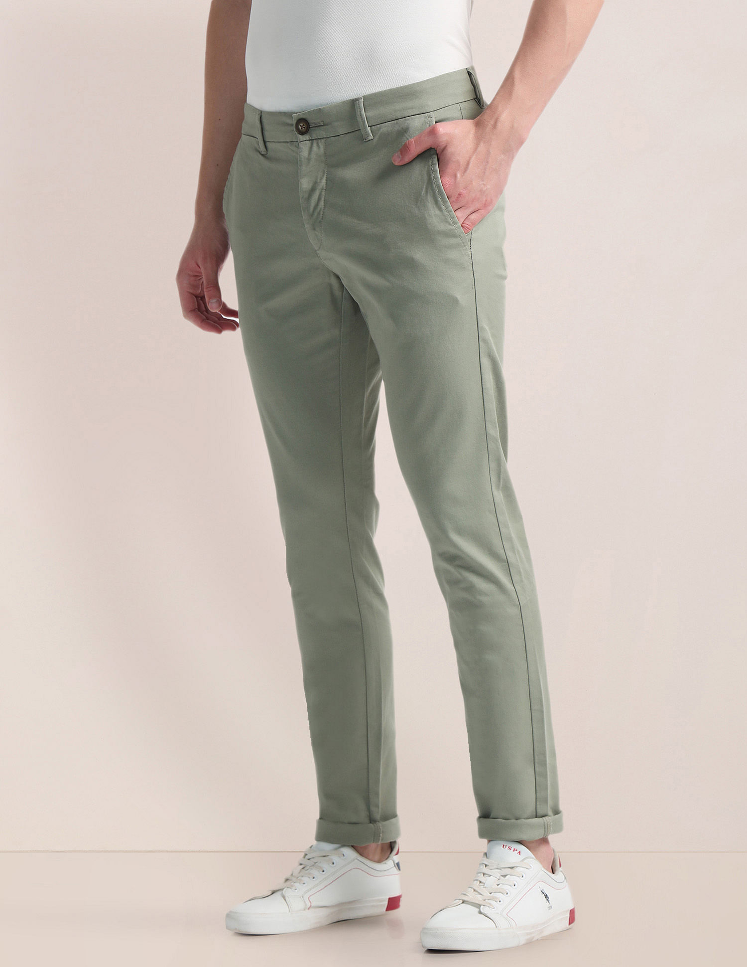 U.S. Polo Assn. Slim Straight Solid Trousers