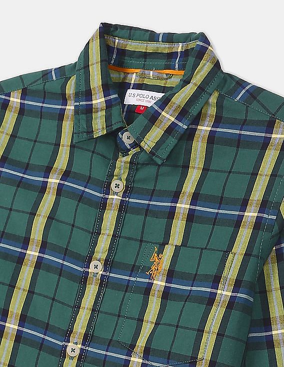 U.S. Polo Assn. Kids Boys Spread Collar Check Shirt