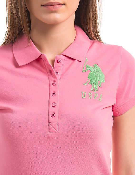 U.S. Polo Assn. Women Solid Regular Fit Polo Shirt