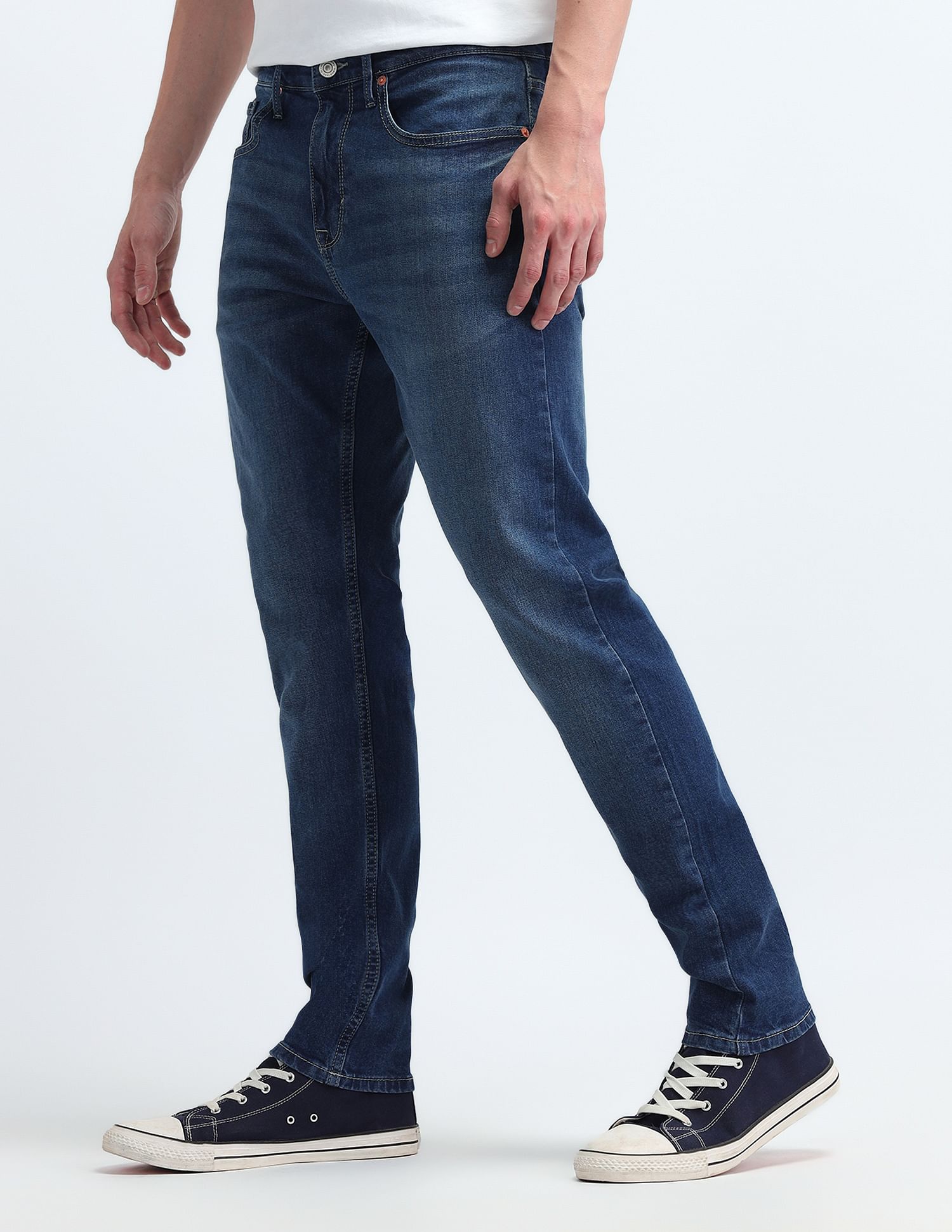 Flying Machine Slash Slim Tapered Fit Jeans