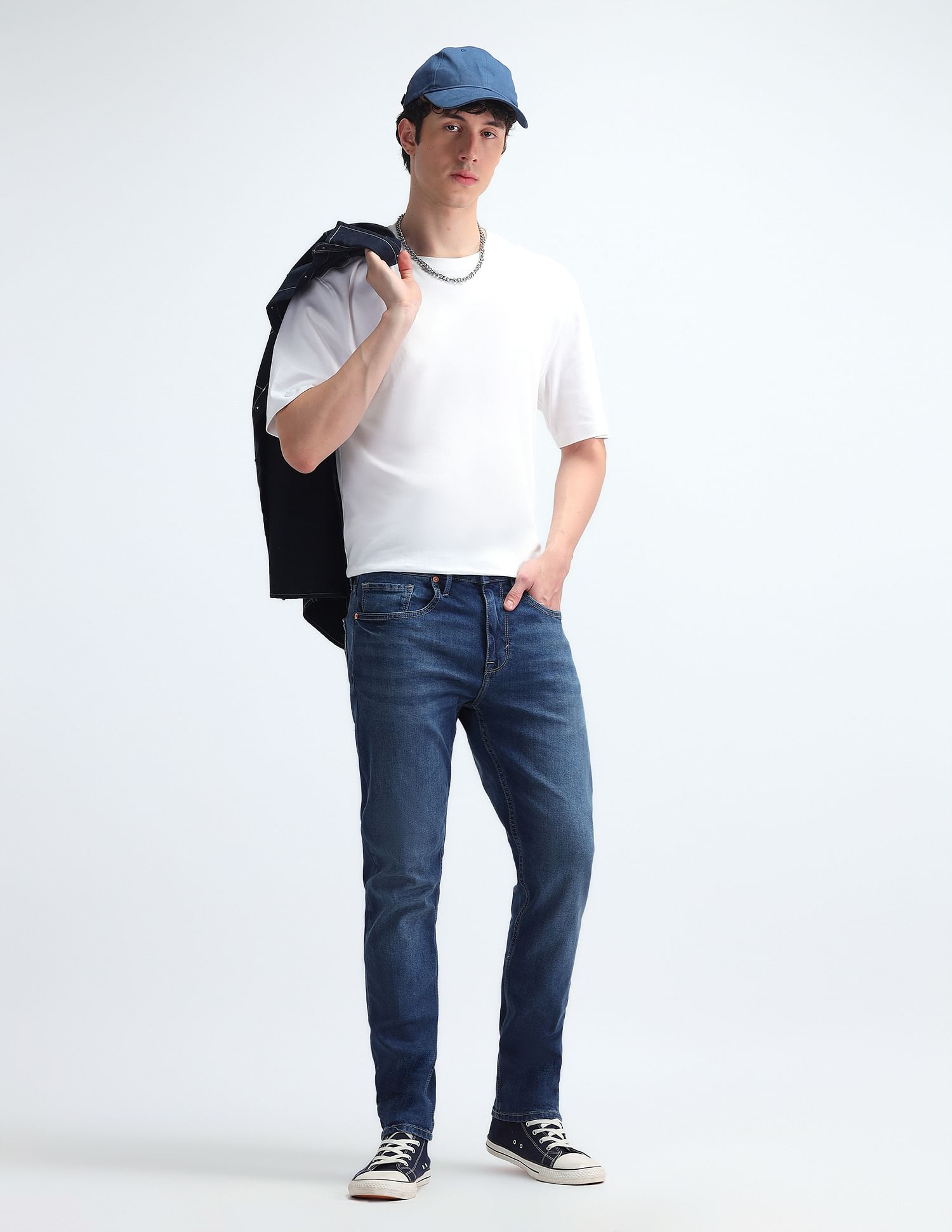 Flying Machine Slash Slim Tapered Fit Jeans