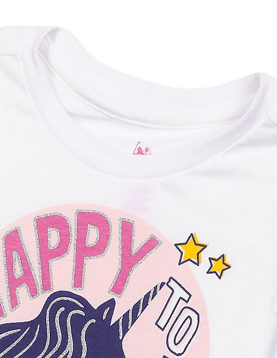 U.S. Polo Assn. Kids Girls Assorted Round Neck Printed T-Shirt - Pack Of 2