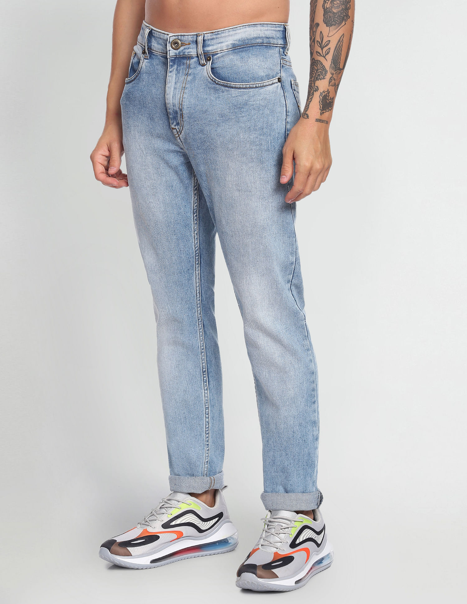 Flying Machine Mid Rise Stone Wash Jeans