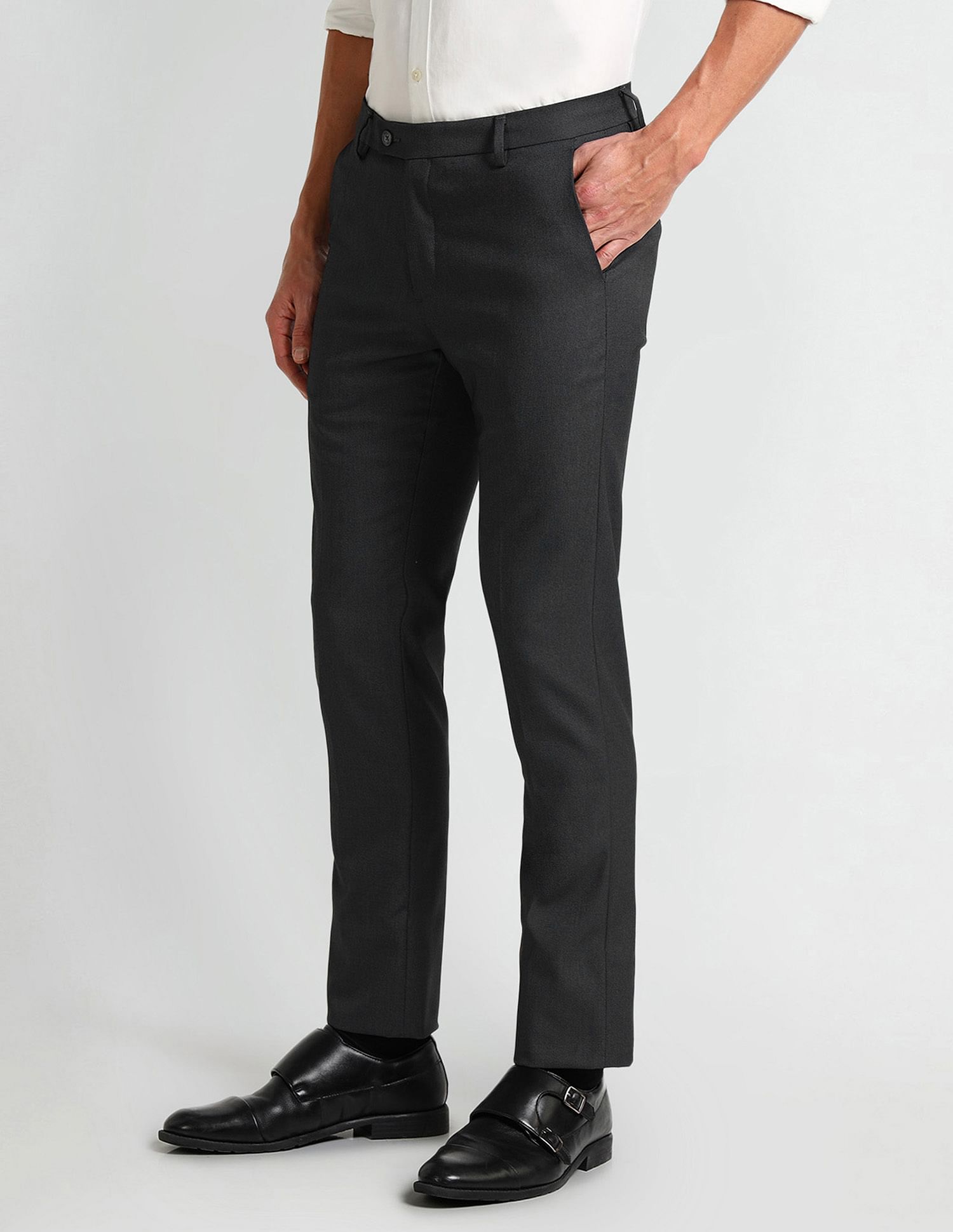 Arrow Slim Fit Solid Trousers