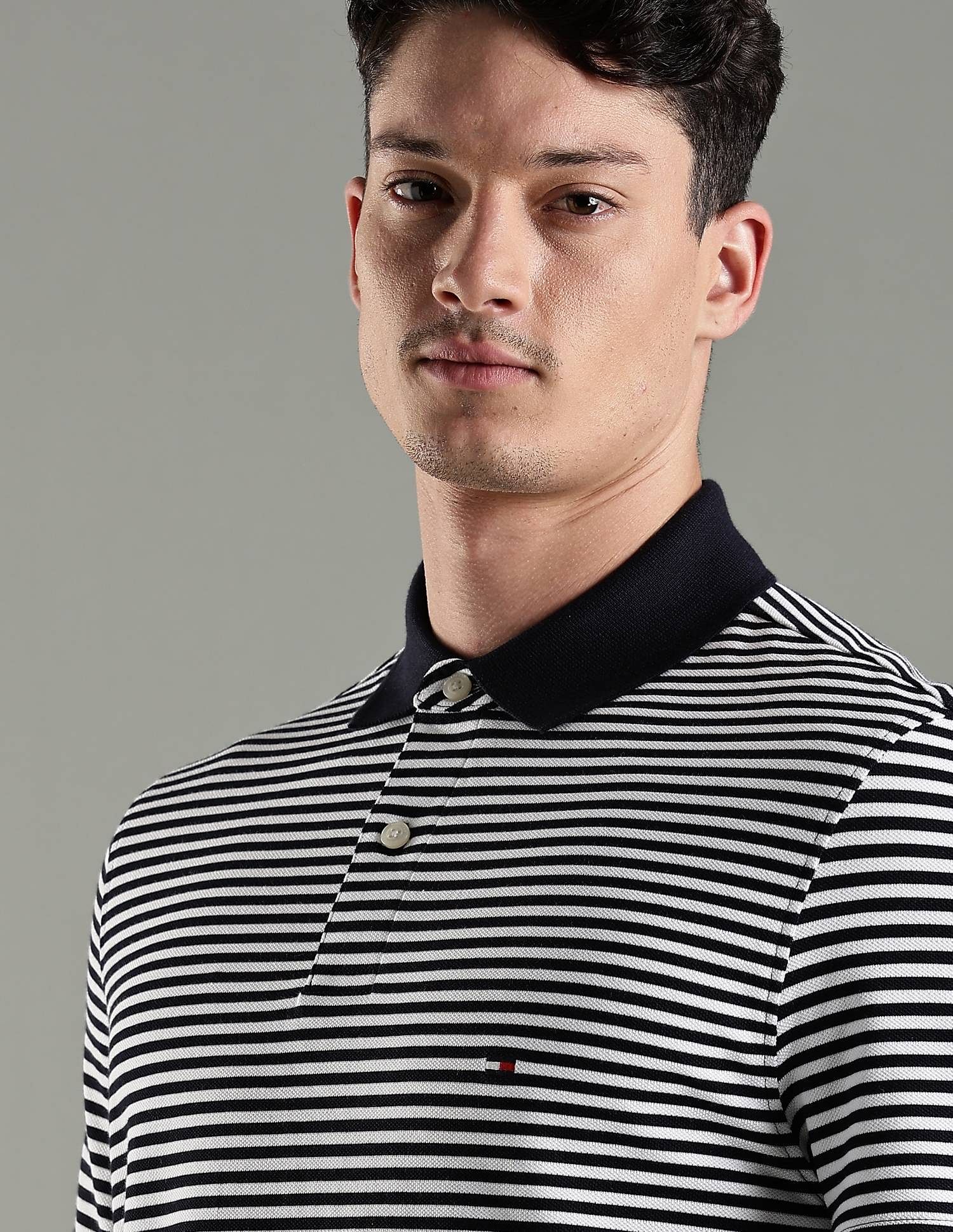 Tommy Hilfiger Striped Regular Fit Cotton Polo T-Shirt