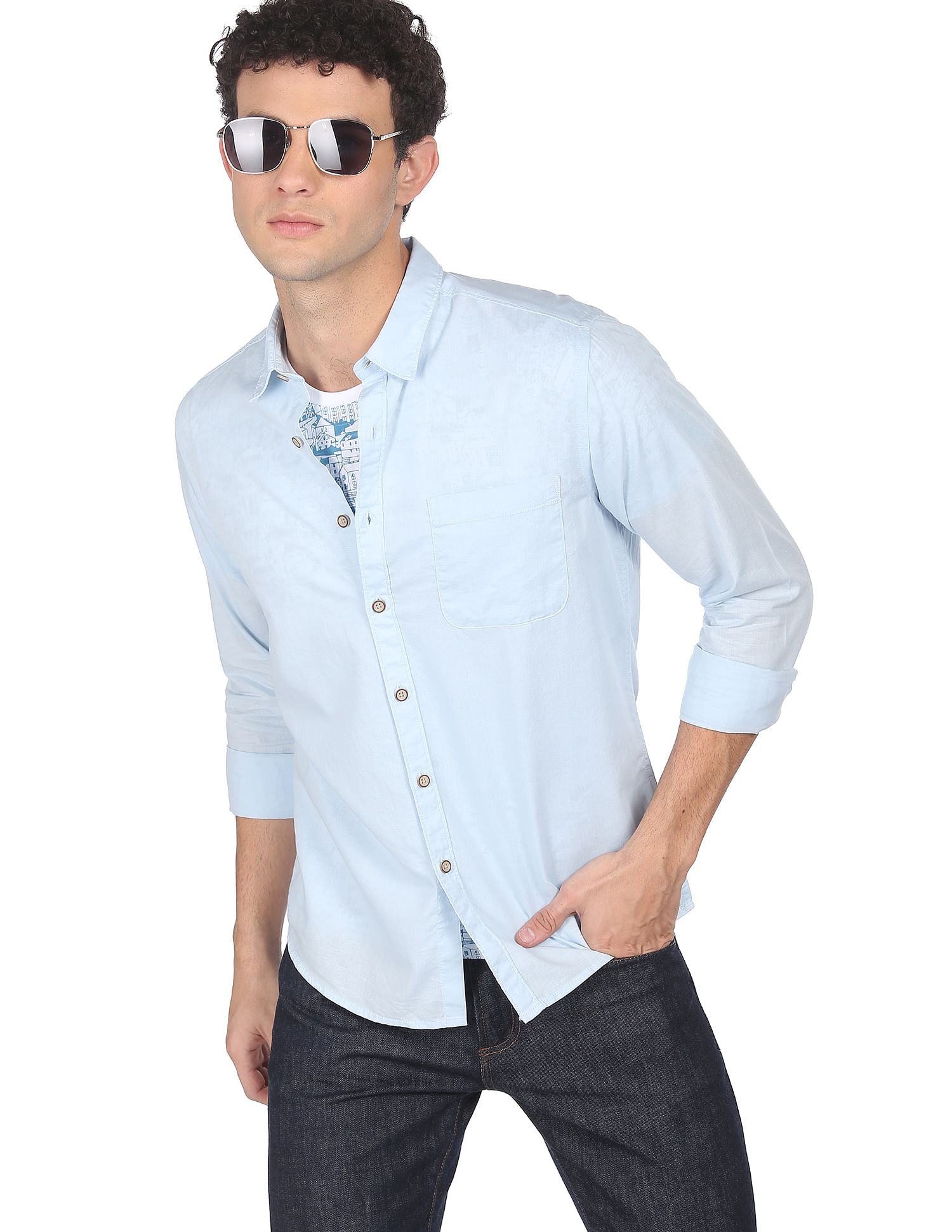 Buy Flying Machine Blue Casual Denim Shirt - Shirts for Men 1186702 | Myntra